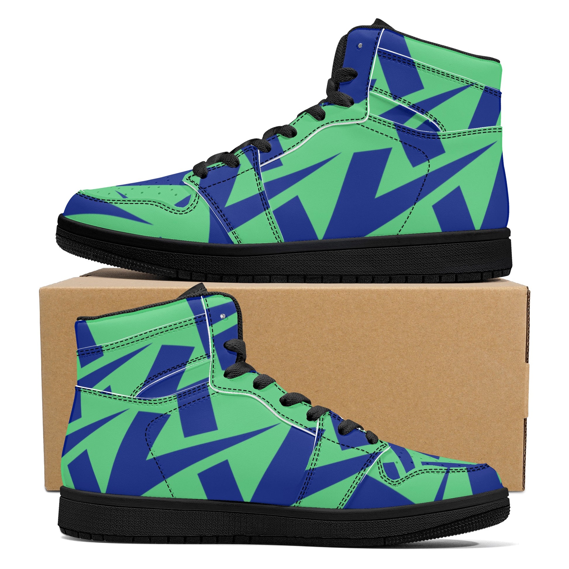 Women's Emerald Green High Top Leather Sneakers - Misfit Marketing Designs