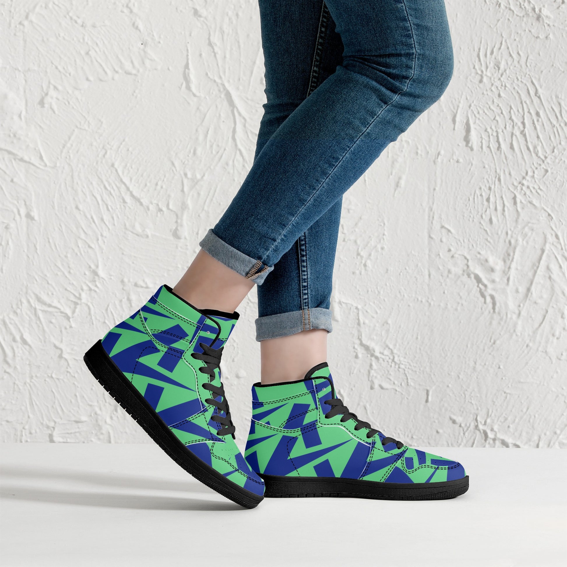 Women's Emerald Green High Top Leather Sneakers - Misfit Marketing Designs