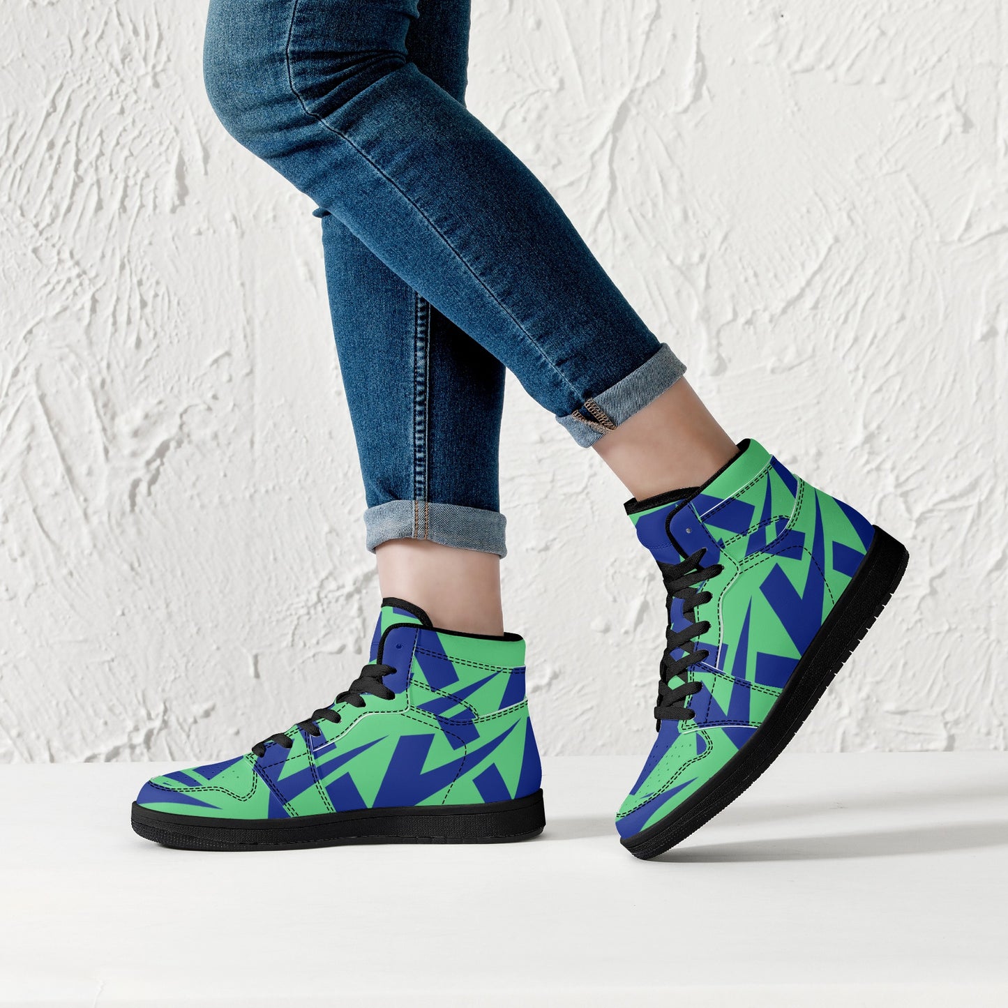 Women's Emerald Green High Top Leather Sneakers - Misfit Marketing Designs