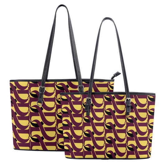 Deep Burgundy Royal Yellow Leather Tote - Misfit Marketing Designs