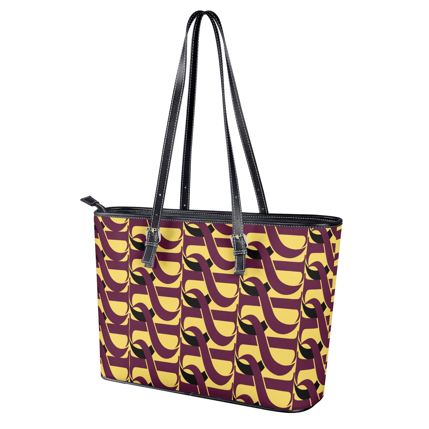 Deep Burgundy Royal Yellow Leather Tote - Misfit Marketing Designs