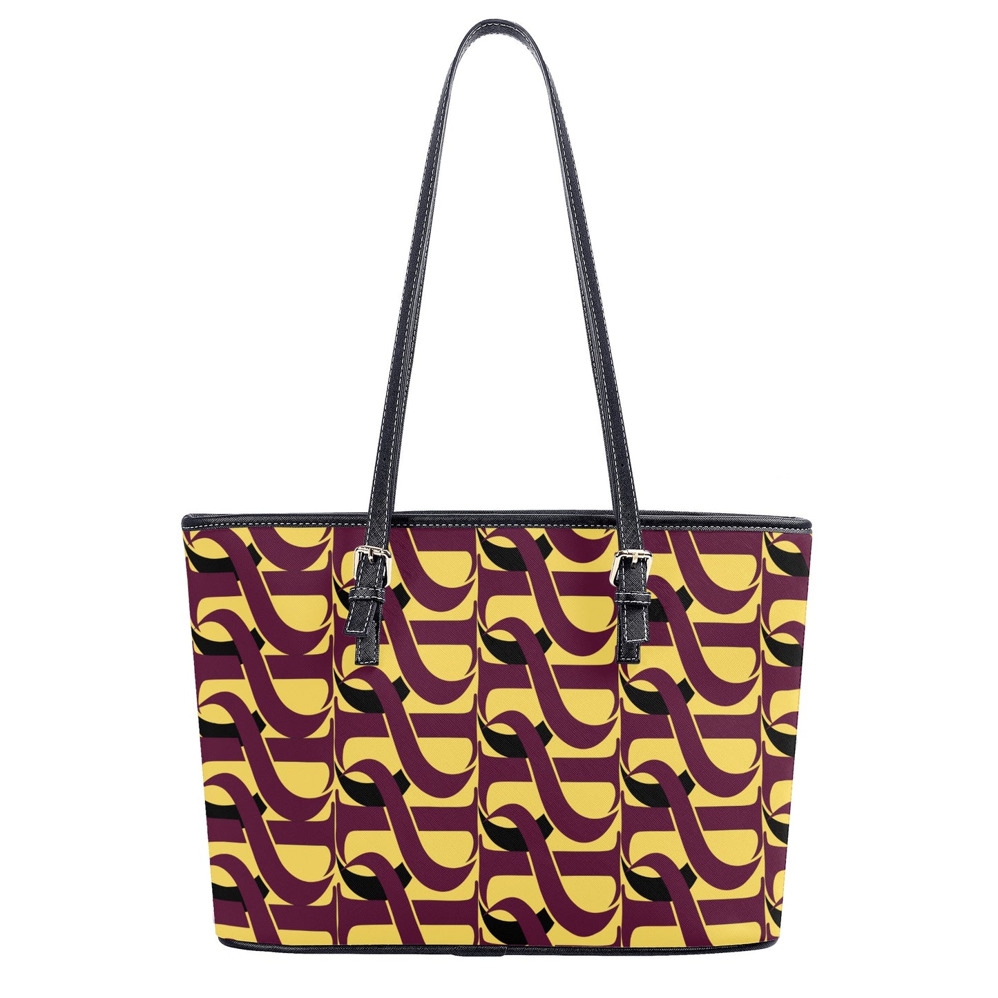 Deep Burgundy Royal Yellow Leather Tote - Misfit Marketing Designs