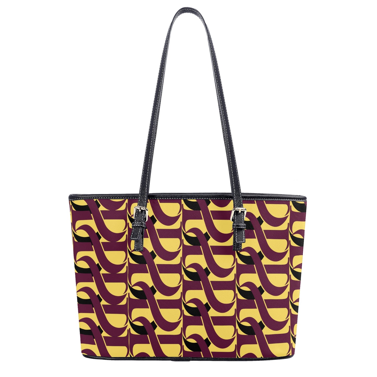 Deep Burgundy Royal Yellow Leather Tote - Misfit Marketing Designs