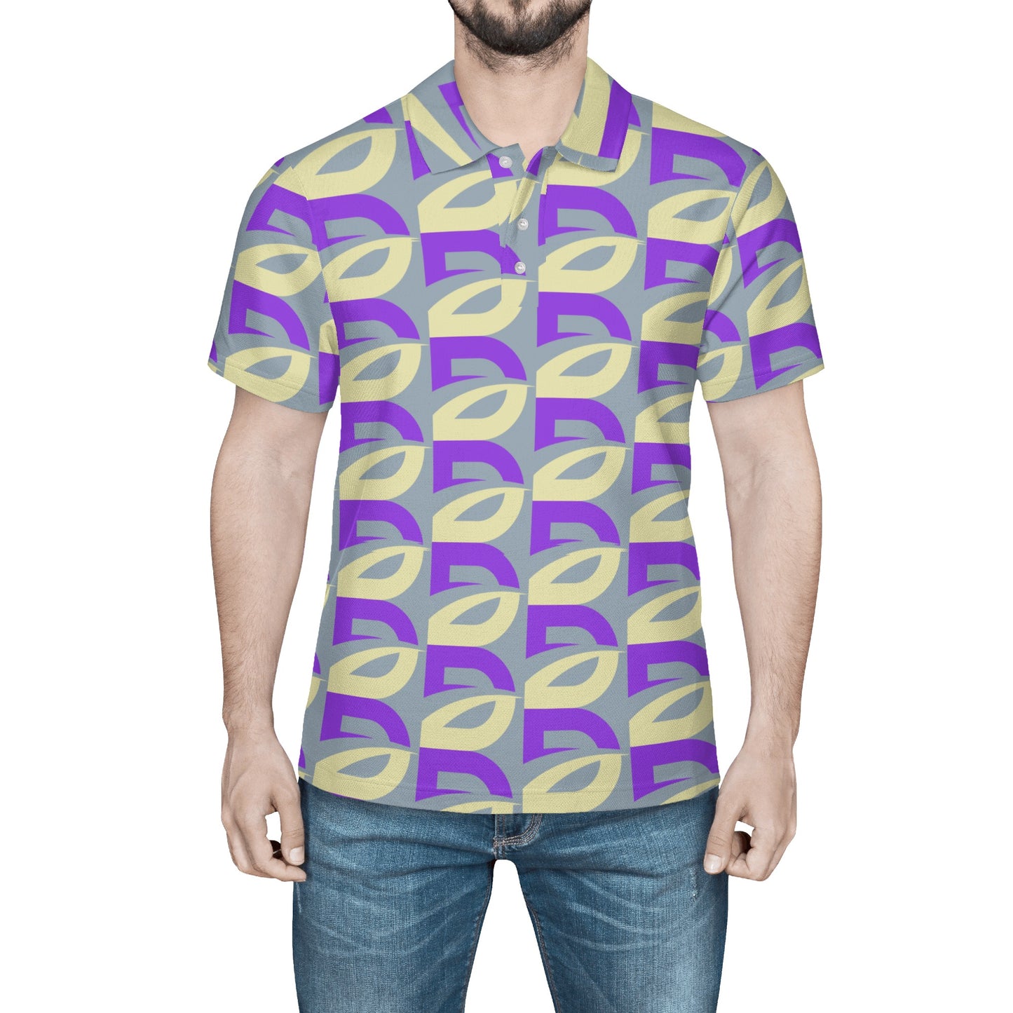 Men's Blue Magenta Waves Polo Shirt - Misfit Marketing Designs