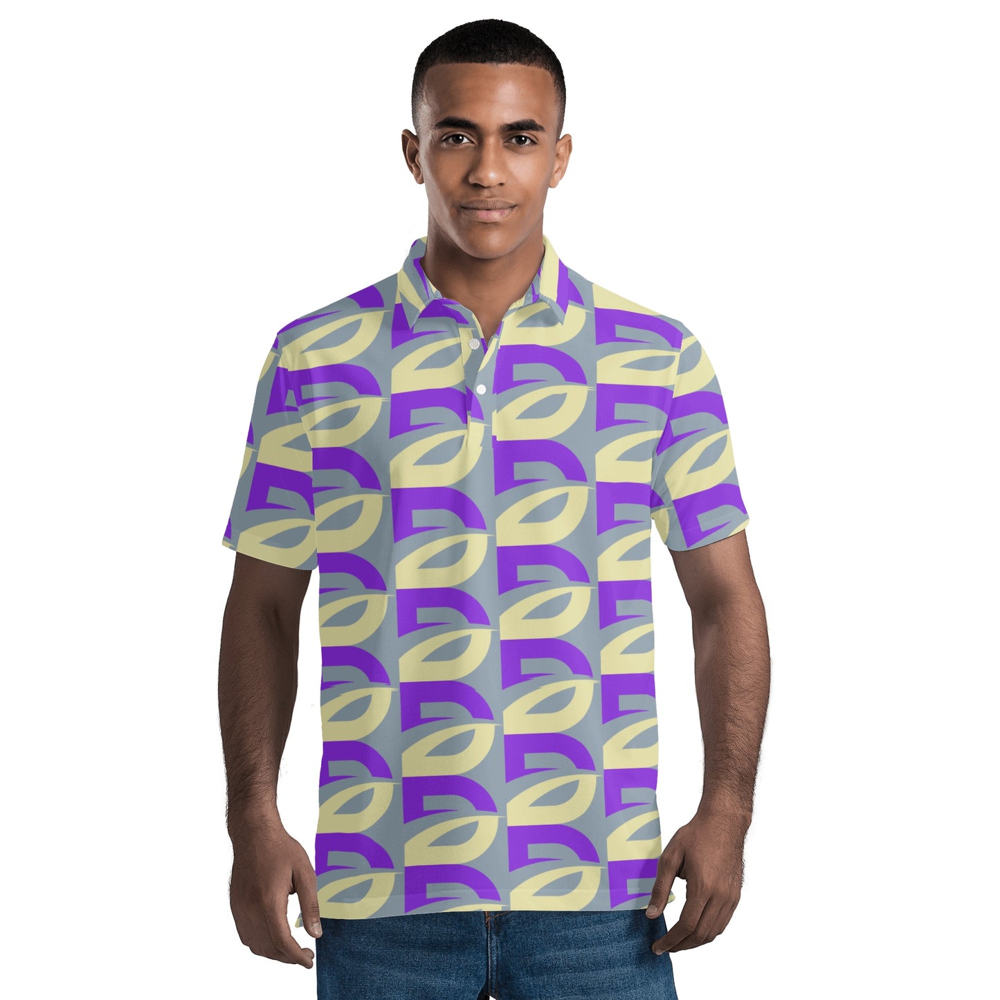 Men's Blue Magenta Waves Polo Shirt - Misfit Marketing Designs