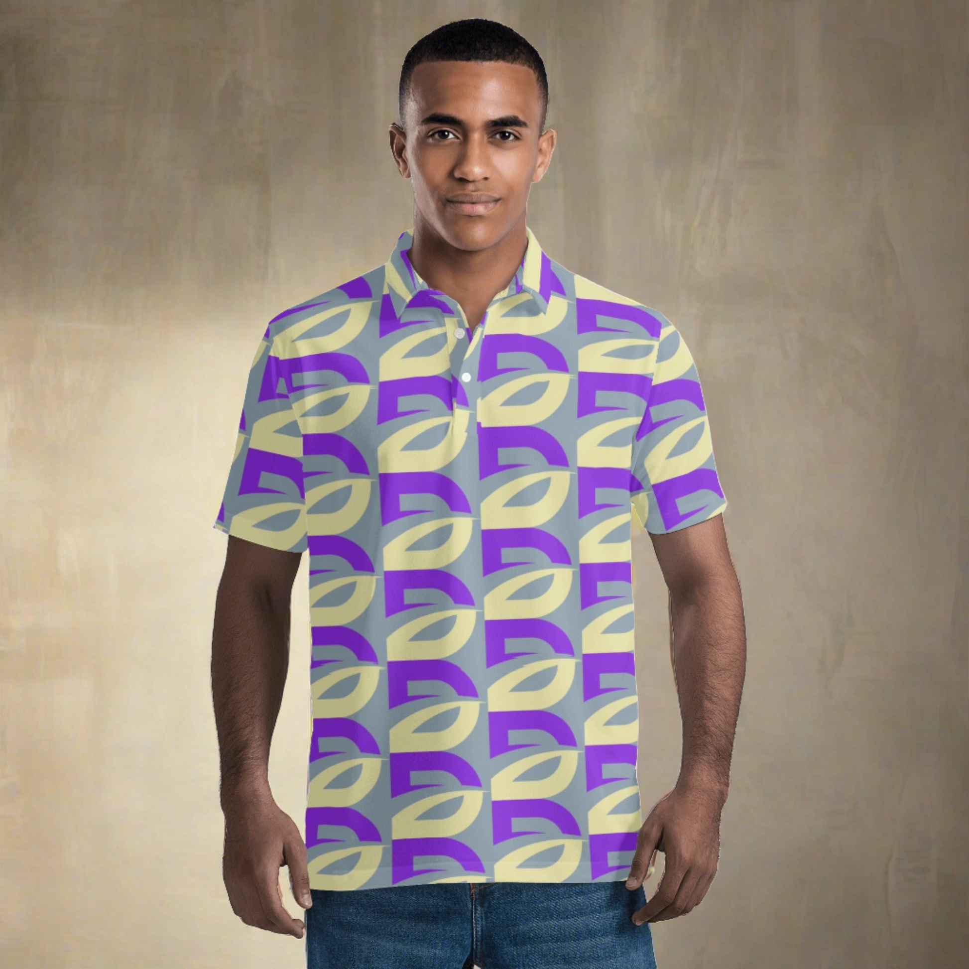 Mens Blue Magenta Waves Polo Shirt - Vibrant Sleek and Stylish - Misfit Marketing Design Studios