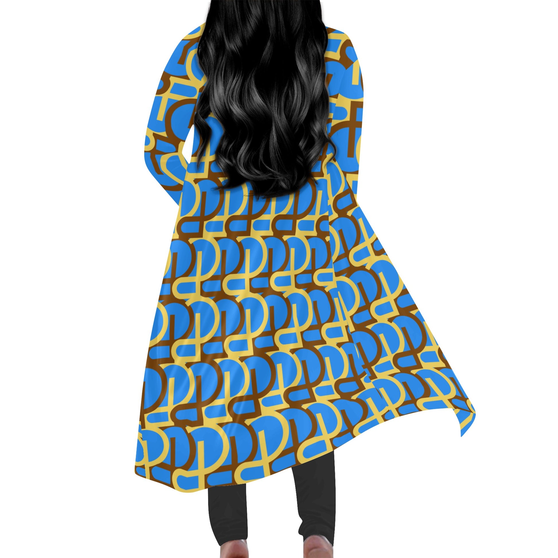 Women's Long Sleeve Blue ColorLines Kimono Cloak - Misfit Marketing Designs