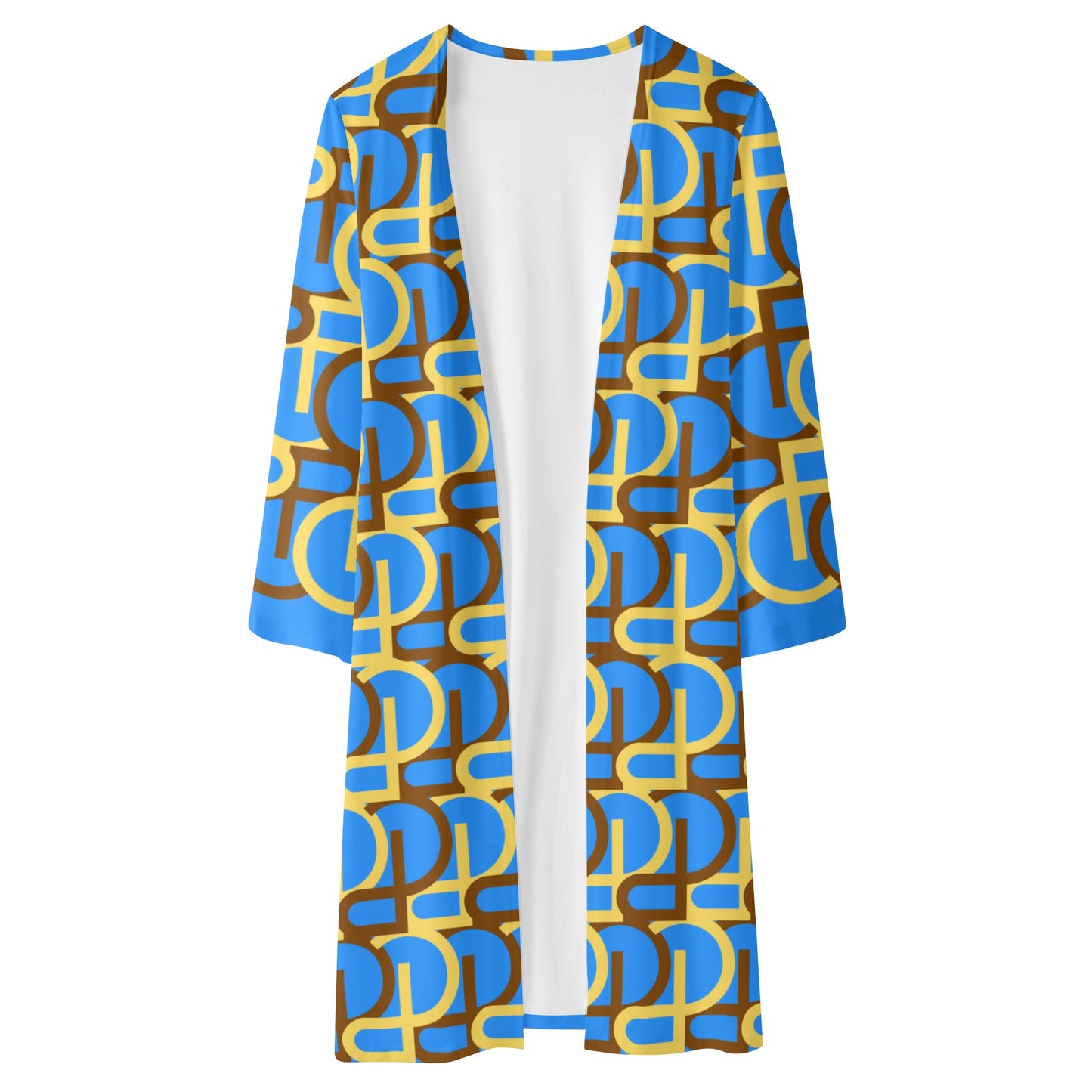 Women's Long Sleeve Blue ColorLines Kimono Cloak - Misfit Marketing Designs