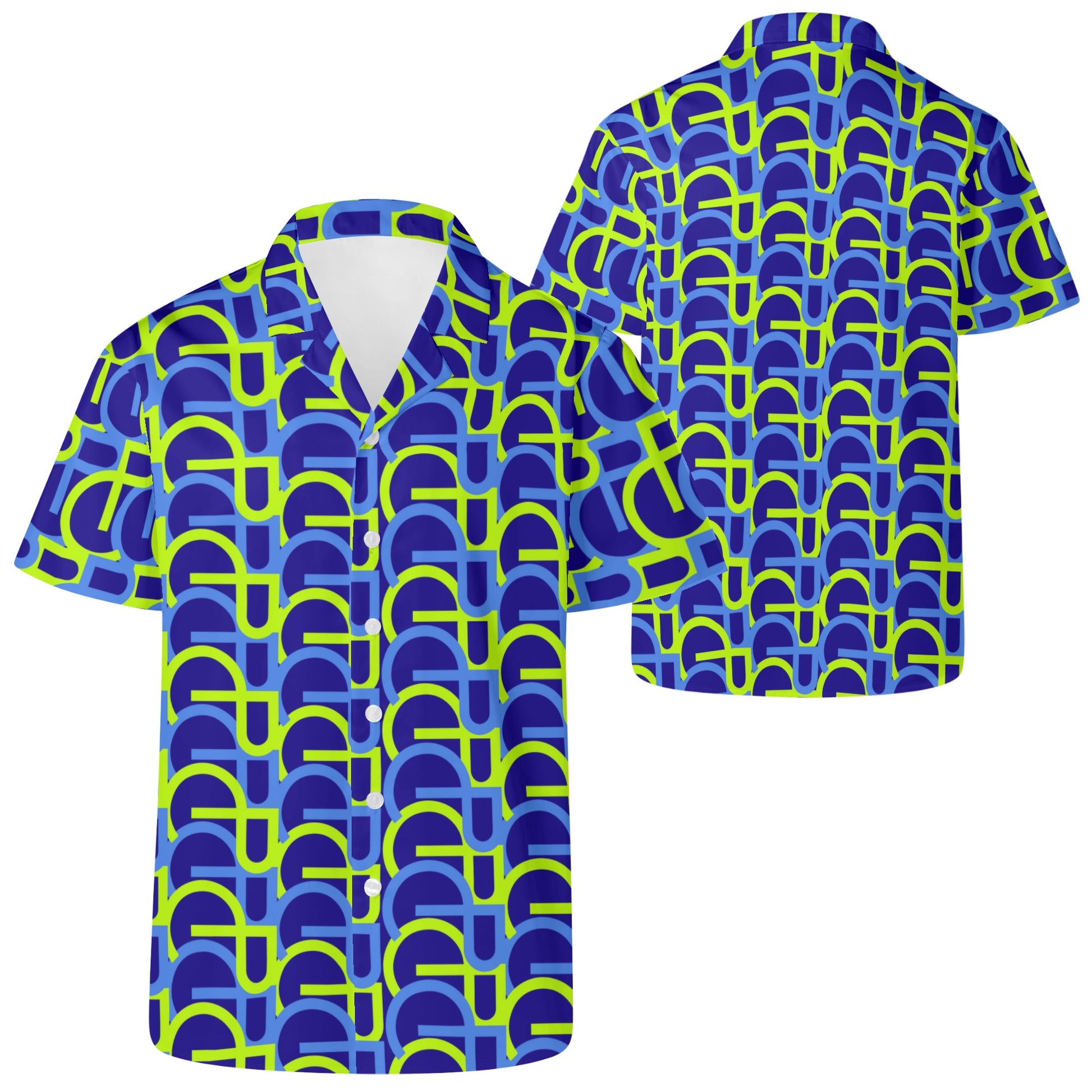 Men's Casual Blue Colorwaves Button-Down Shirt - Misfit Marketing Designs