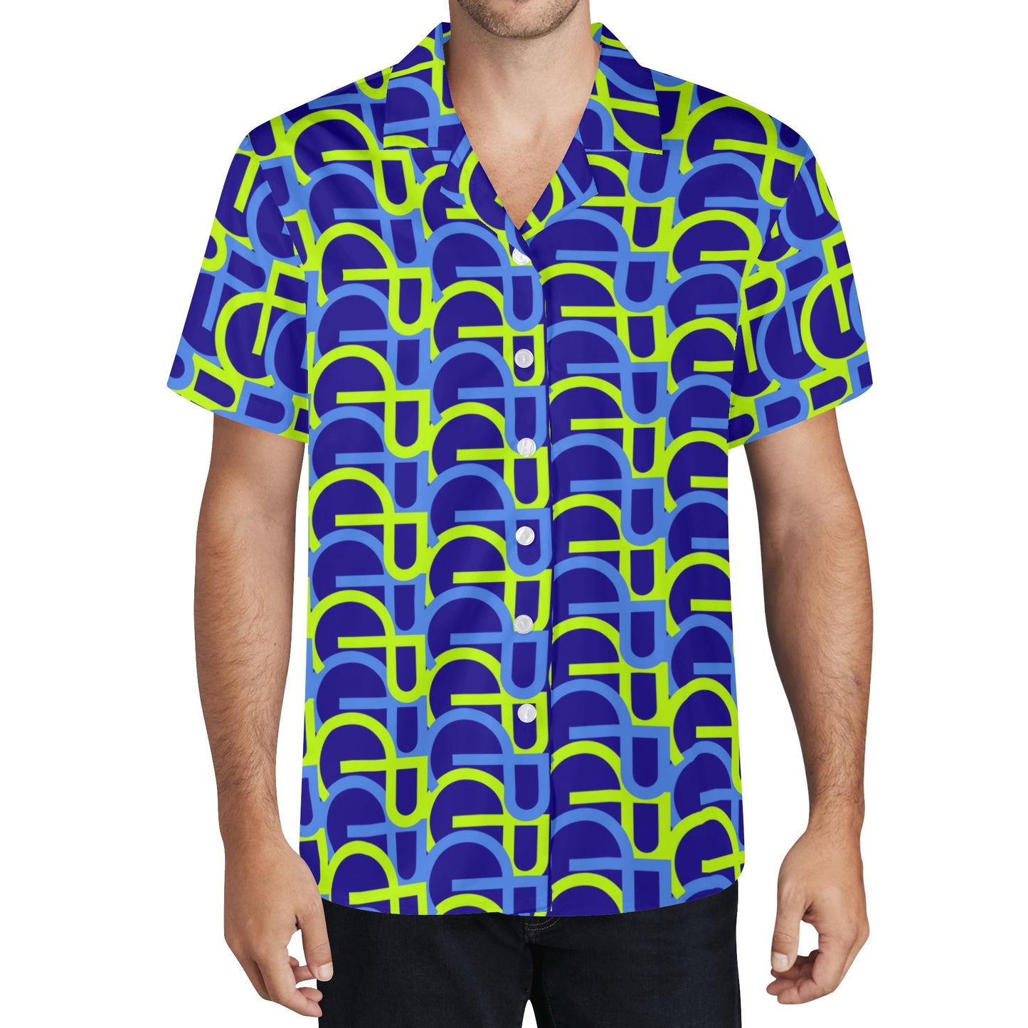 Men's Casual Blue Colorwaves Button-Down Shirt - Misfit Marketing Designs