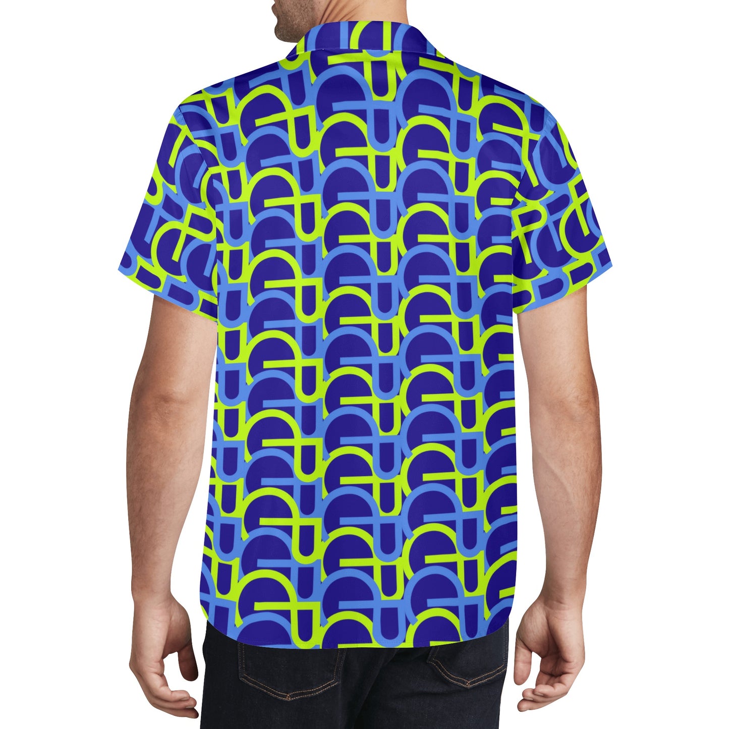 Men's Casual Blue Colorwaves Button-Down Shirt - Misfit Marketing Designs