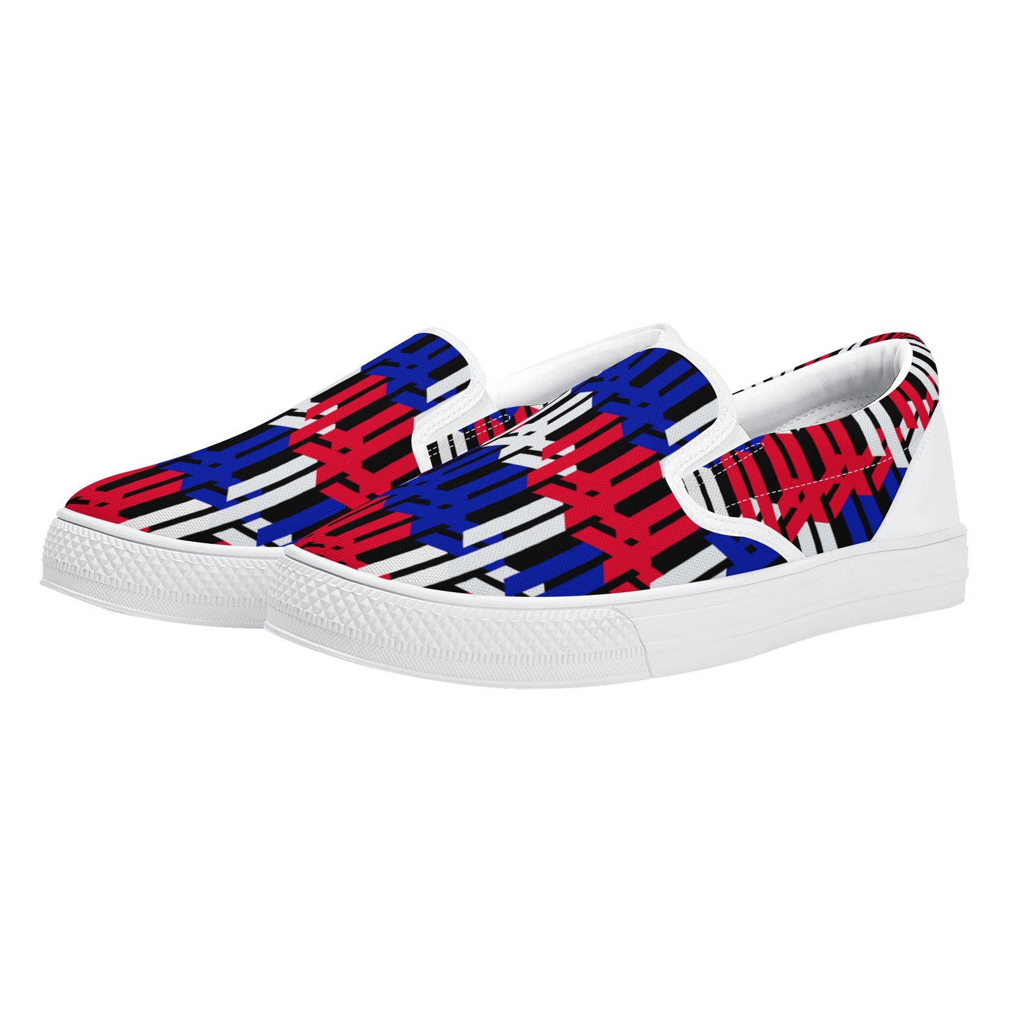 Men's Multicolor Abstract Lines Slip On Shoes - Misfit Marketing Designs