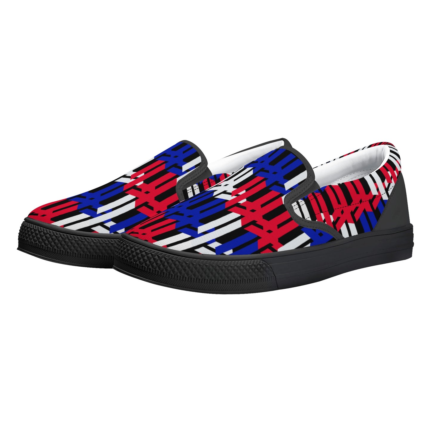 Men's Multicolor Abstract Lines Slip On Shoes - Misfit Marketing Designs