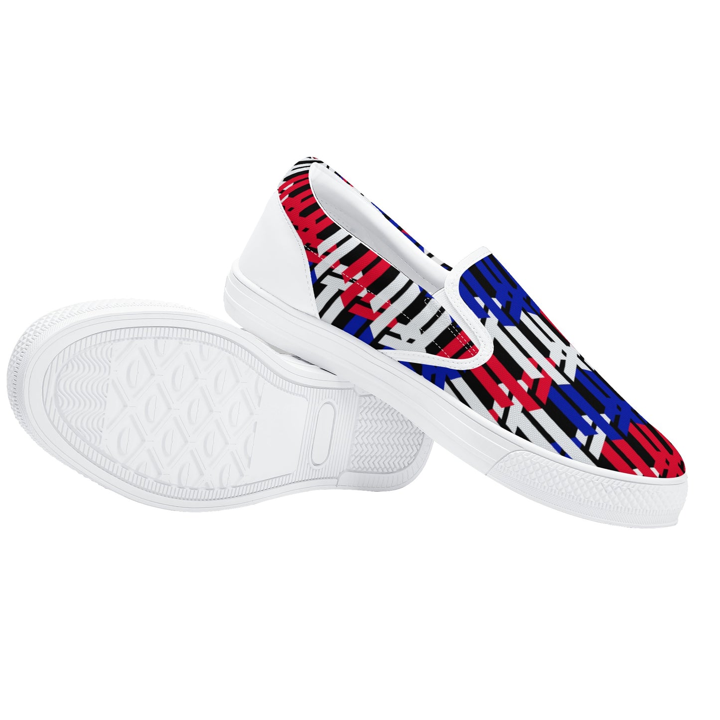 Men's Multicolor Abstract Lines Slip On Shoes - Misfit Marketing Designs