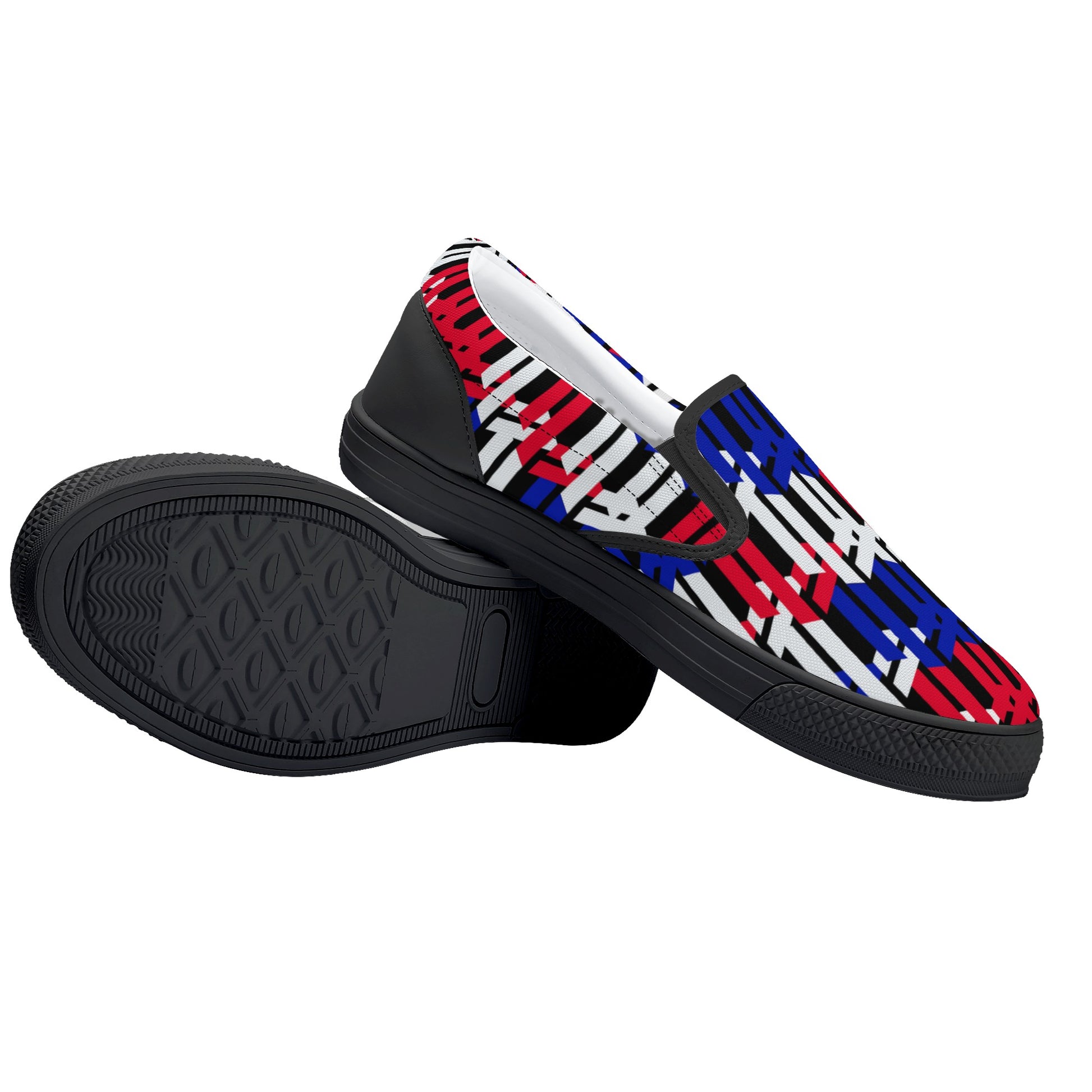 Men's Multicolor Abstract Lines Slip On Shoes - Misfit Marketing Designs