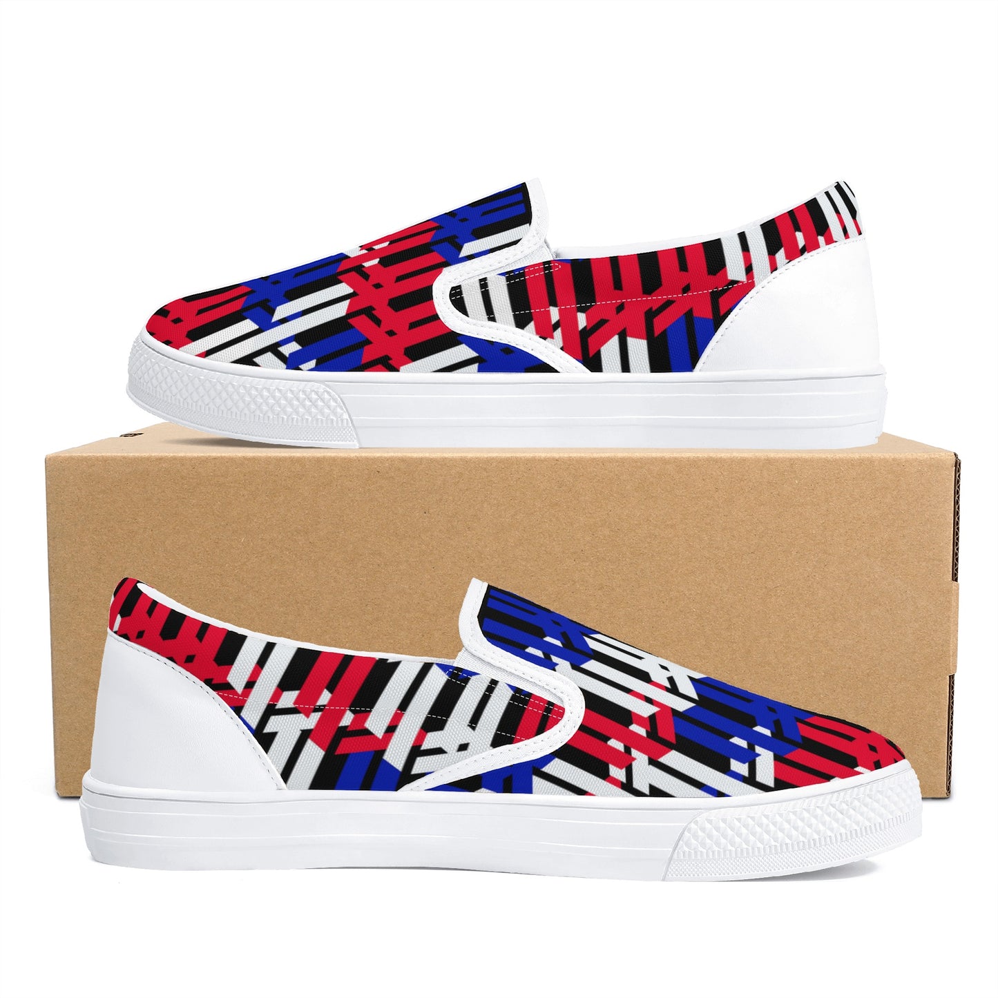 Men's Multicolor Abstract Lines Slip On Shoes - Misfit Marketing Designs