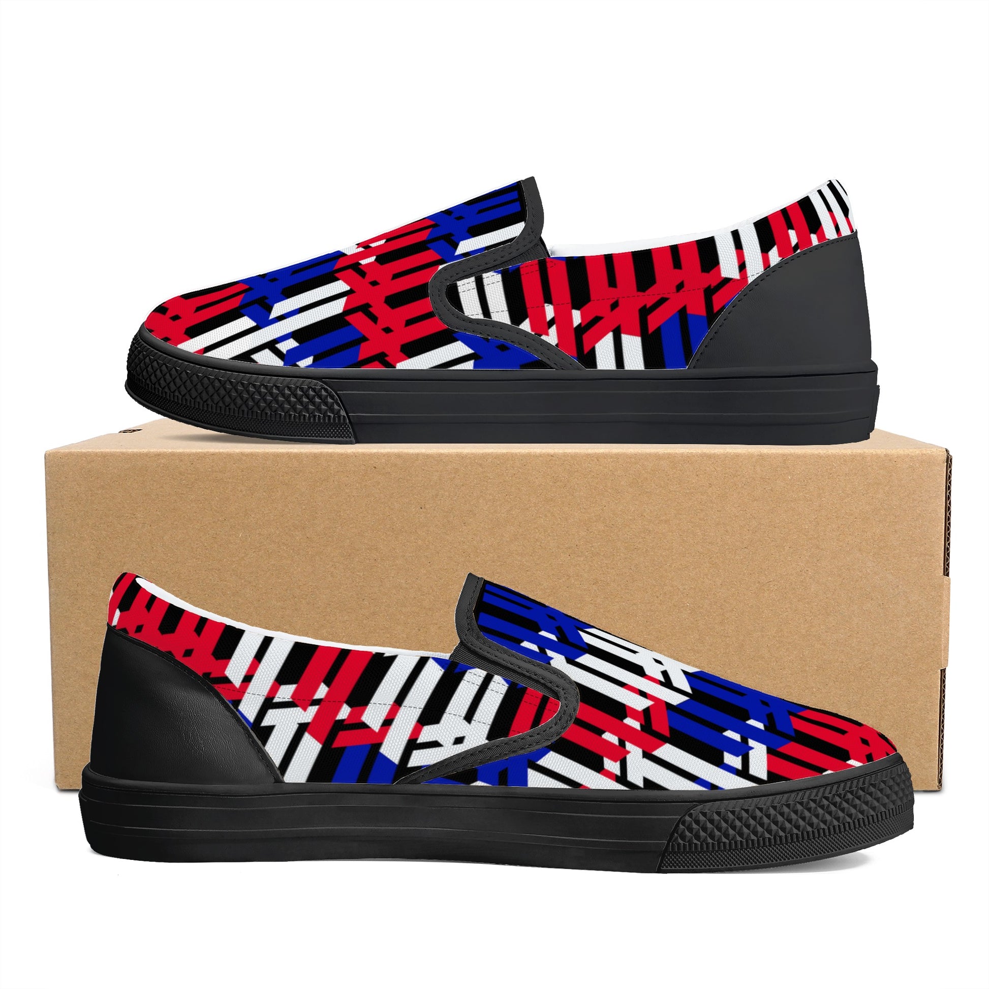 Men's Multicolor Abstract Lines Slip On Shoes - Misfit Marketing Designs