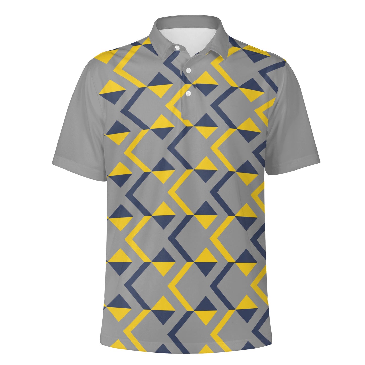 Men's Blue and Yellow Abstract Pattern Polo Shirt - Misfit Marketing Designs