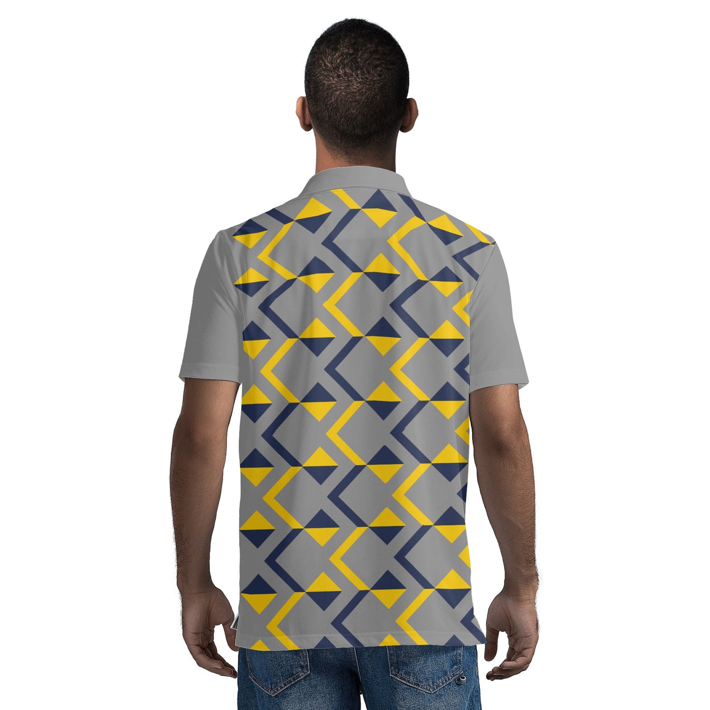 Men's Blue and Yellow Abstract Pattern Polo Shirt - Misfit Marketing Designs