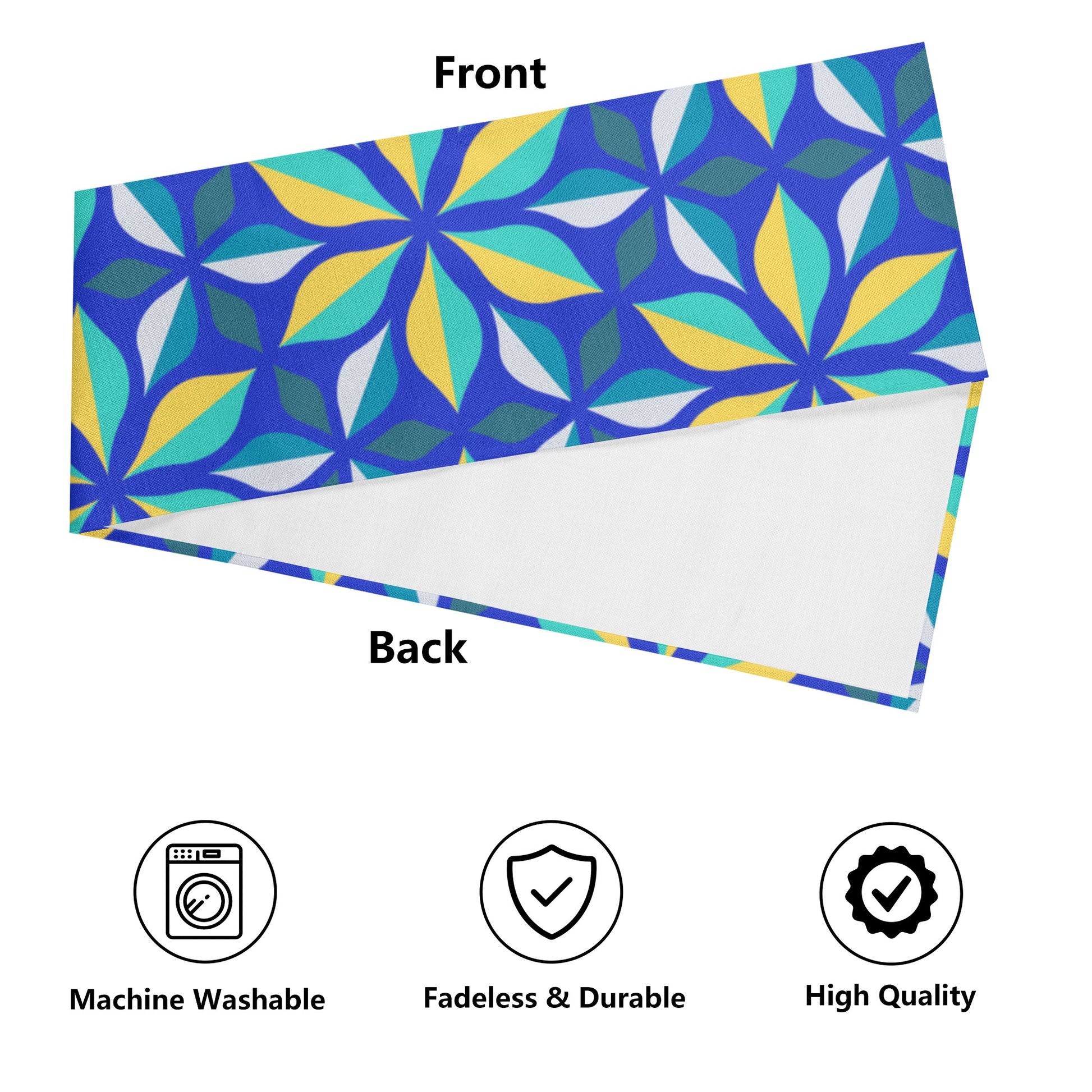 Vibrant Leaf Pattern Blue Table Runner - Misfit Marketing Designs