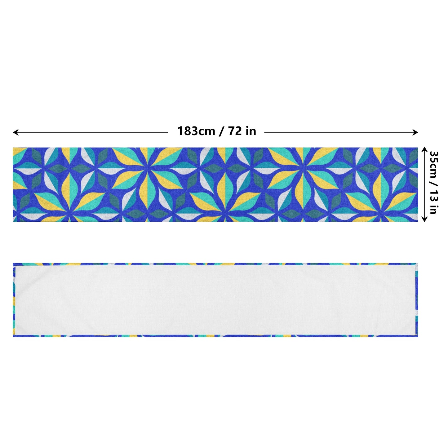 Vibrant Leaf Pattern Blue Table Runner - Misfit Marketing Designs