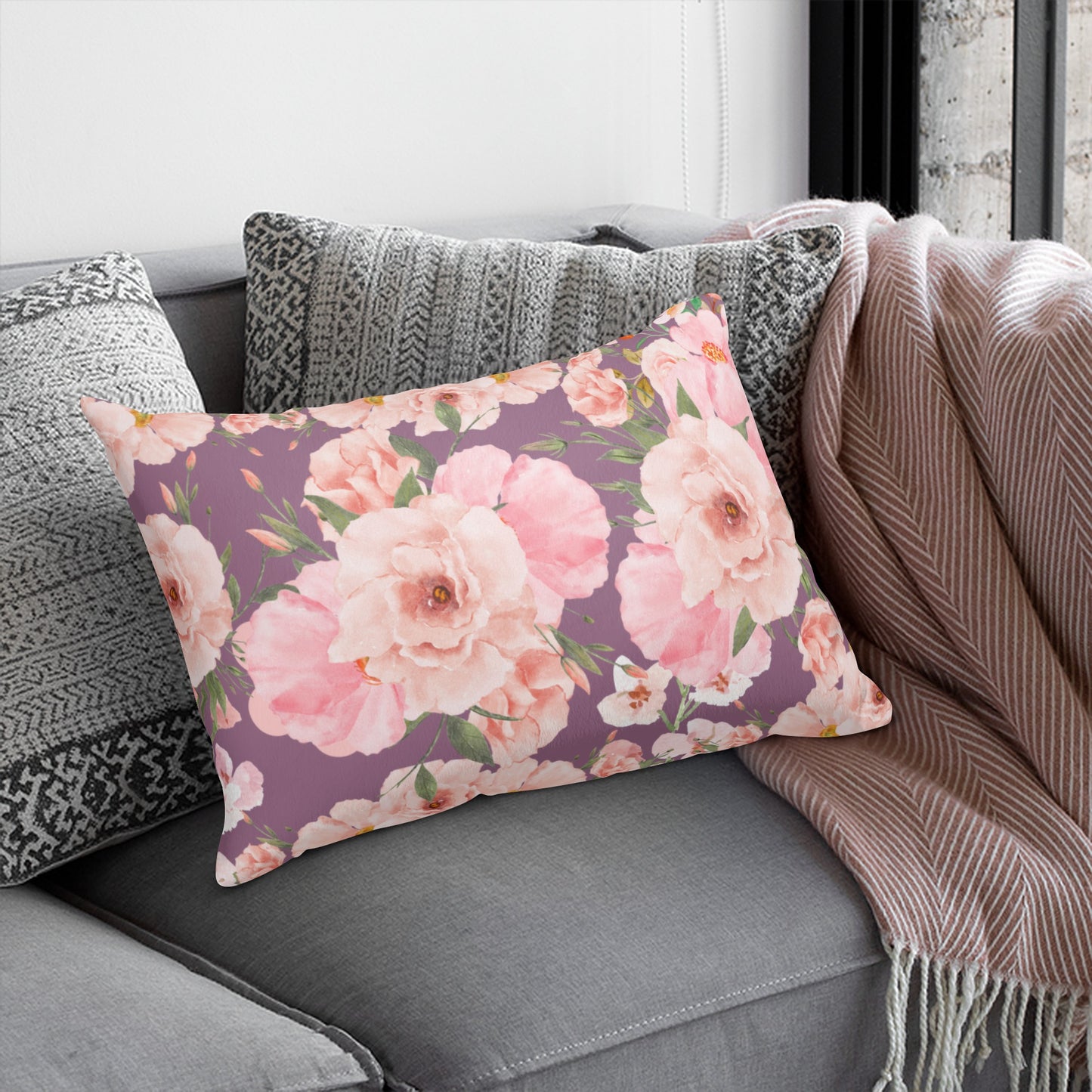 Double Sided Floral Bouquet Rectangular Pillow Cover - Misfit Marketing Designs