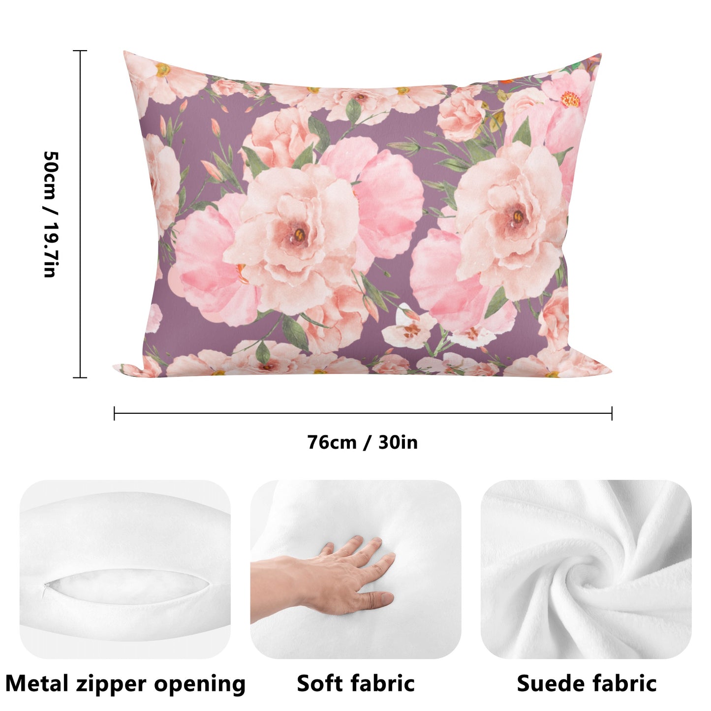 Double Sided Floral Bouquet Rectangular Pillow Cover - Misfit Marketing Designs