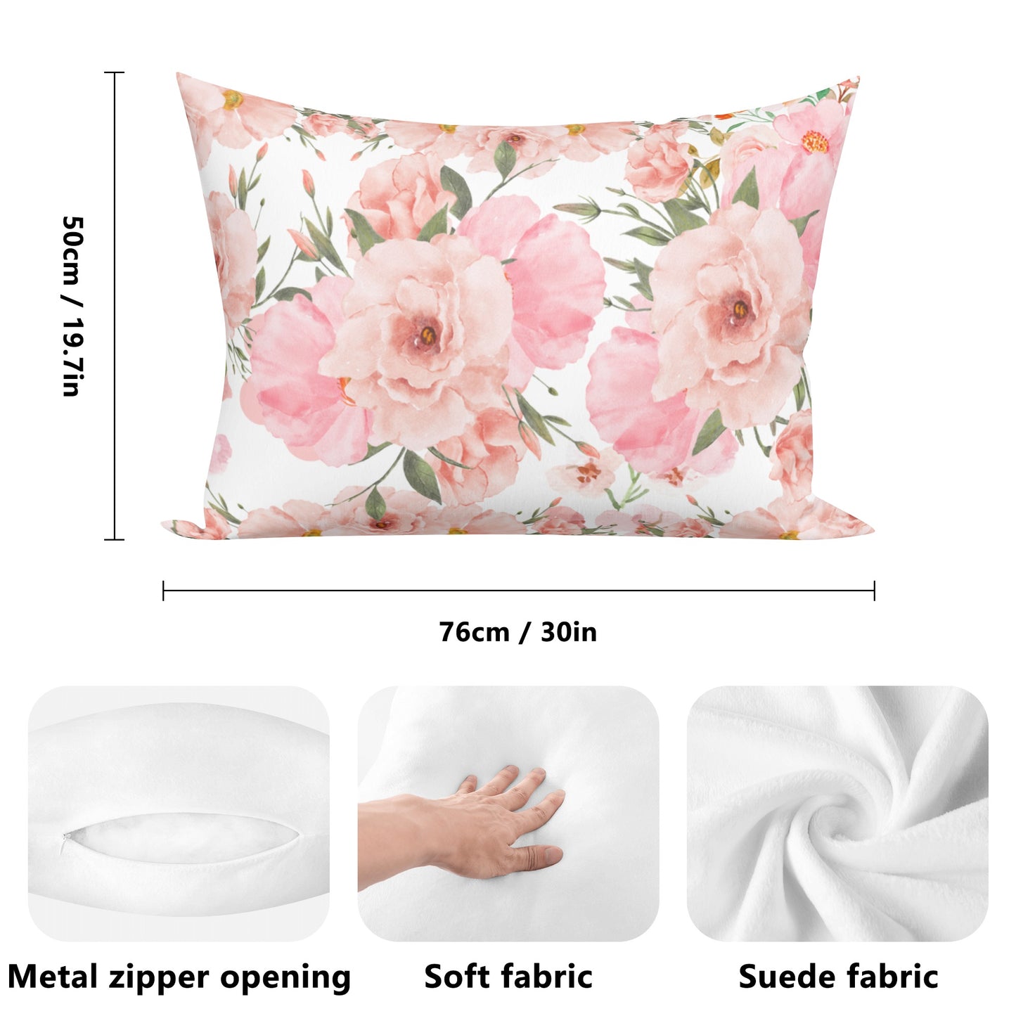 Double Sides Pink Bouquet Rectangular Pillow Cover - Misfit Marketing Designs