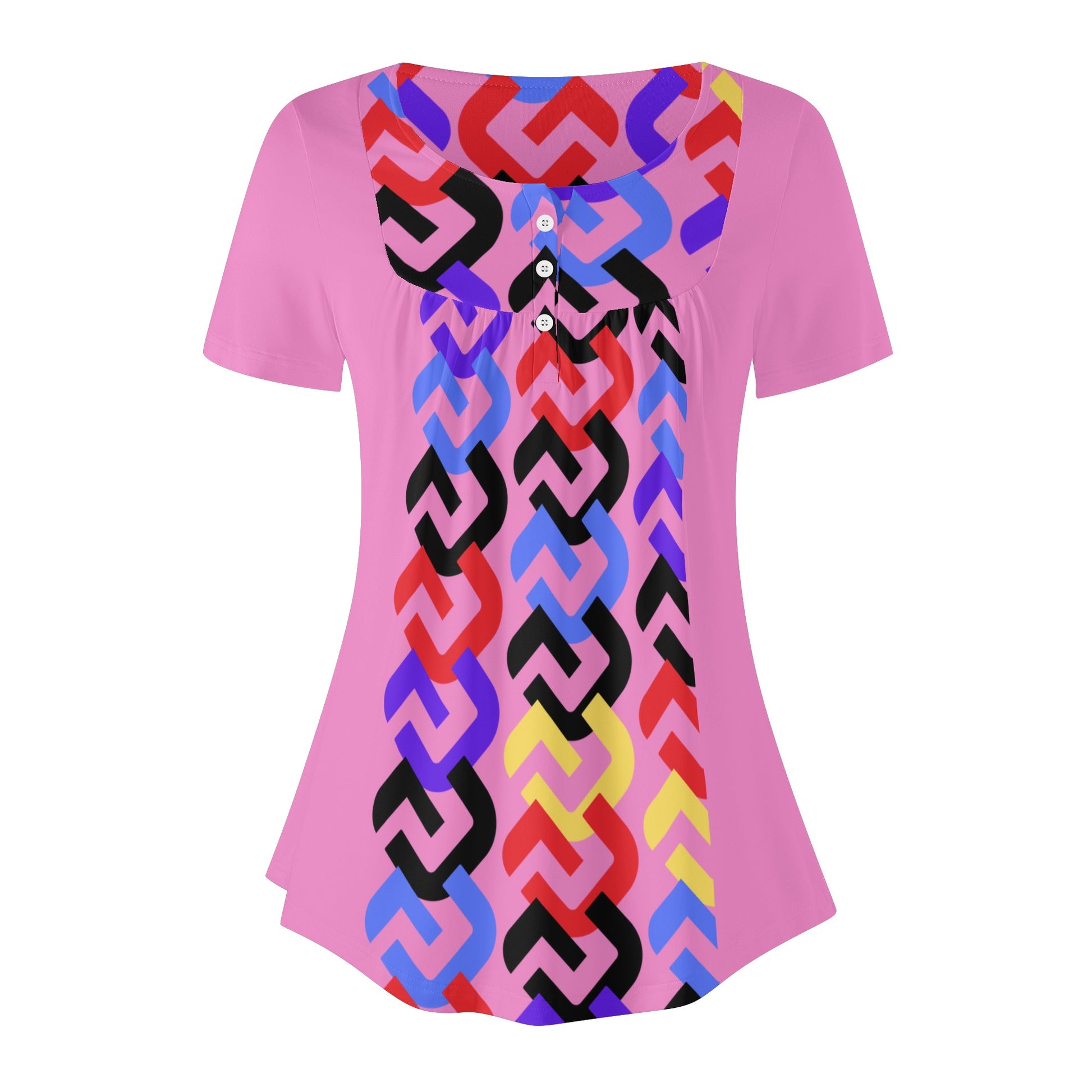 Pastel Pink Color Links V-neck Blouse - Misfit Marketing Designs