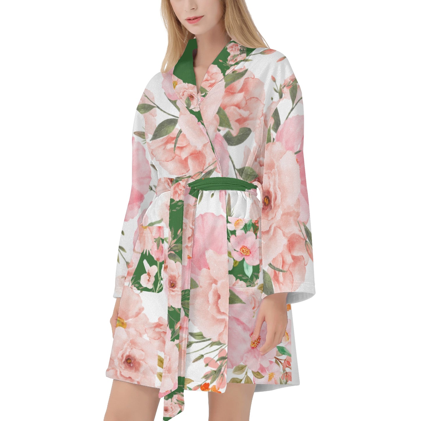 Women's Pink Floral Bouquet Bathrobe - Misfit Marketing Designs