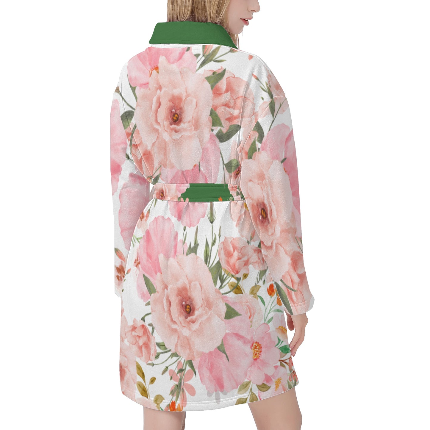 Women's Pink Floral Bouquet Bathrobe - Misfit Marketing Designs