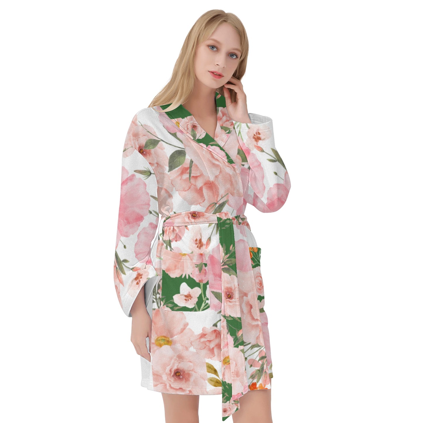 Women's Pink Floral Bouquet Bathrobe - Misfit Marketing Designs