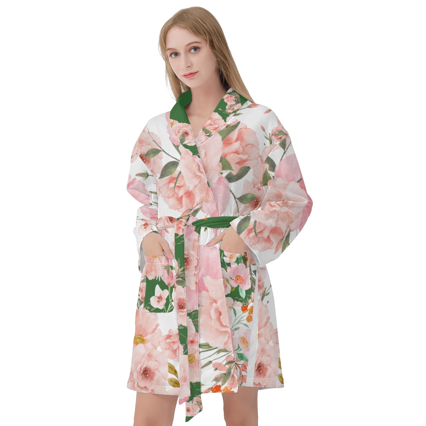 Women's Pink Floral Bouquet Bathrobe - Misfit Marketing Designs