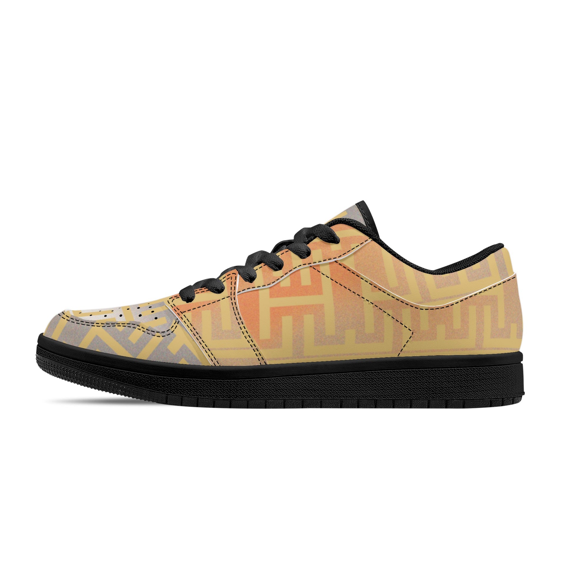 Mens Low Top Colorful Labyrinth Leather Sneakers - Misfit Marketing Designs