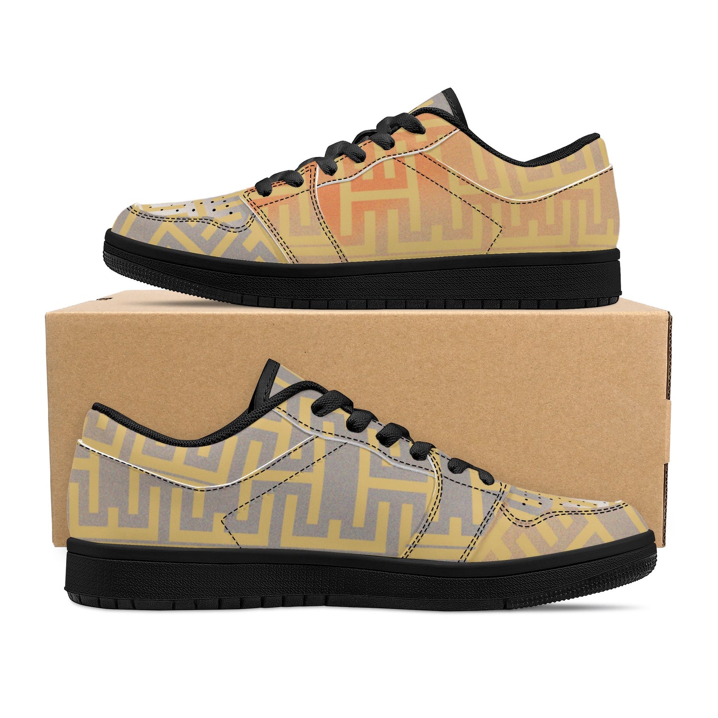 Mens Low Top Colorful Labyrinth Leather Sneakers - Misfit Marketing Designs