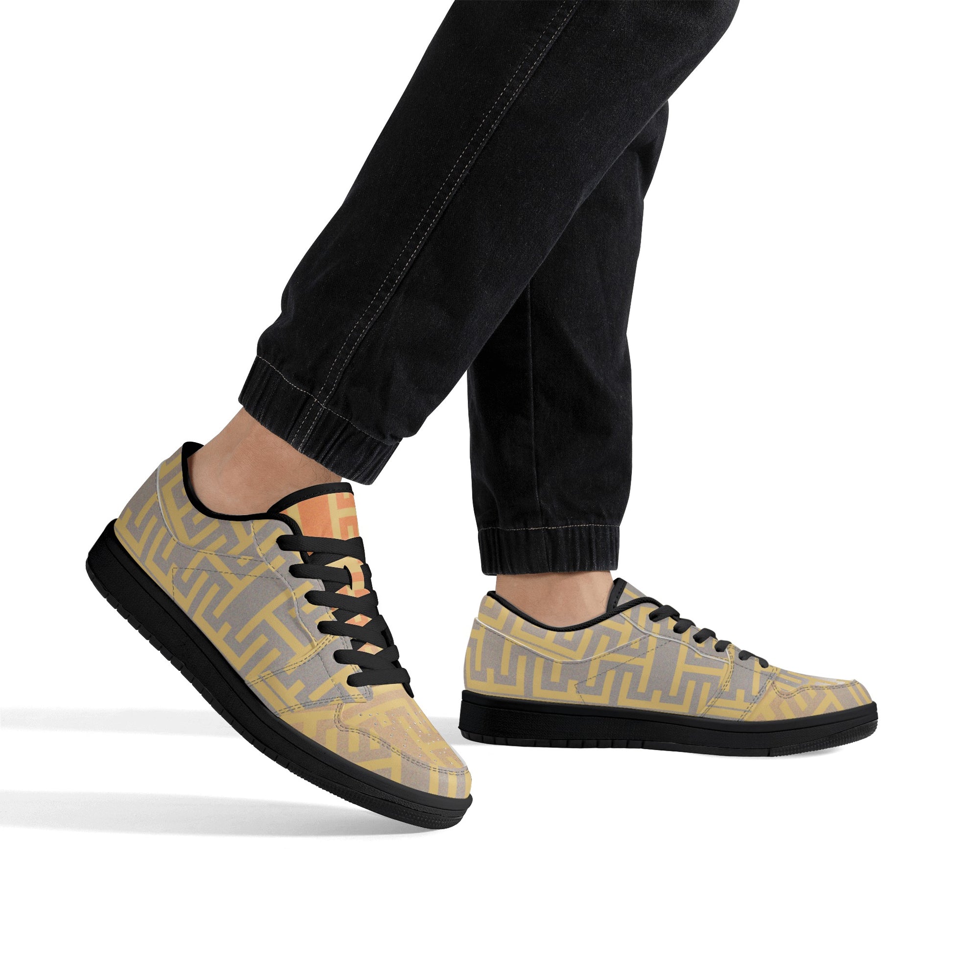 Mens Low Top Colorful Labyrinth Leather Sneakers - Misfit Marketing Designs