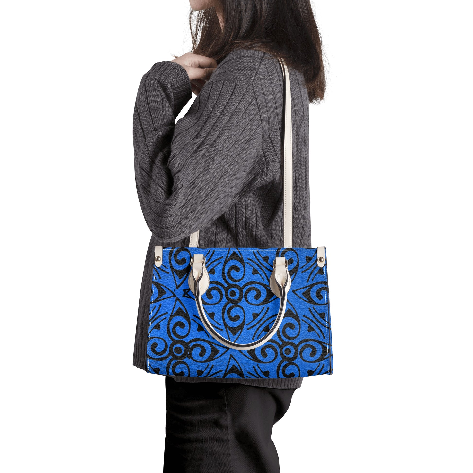 Luxury Blue Leather Handbag - Misfit Marketing Designs