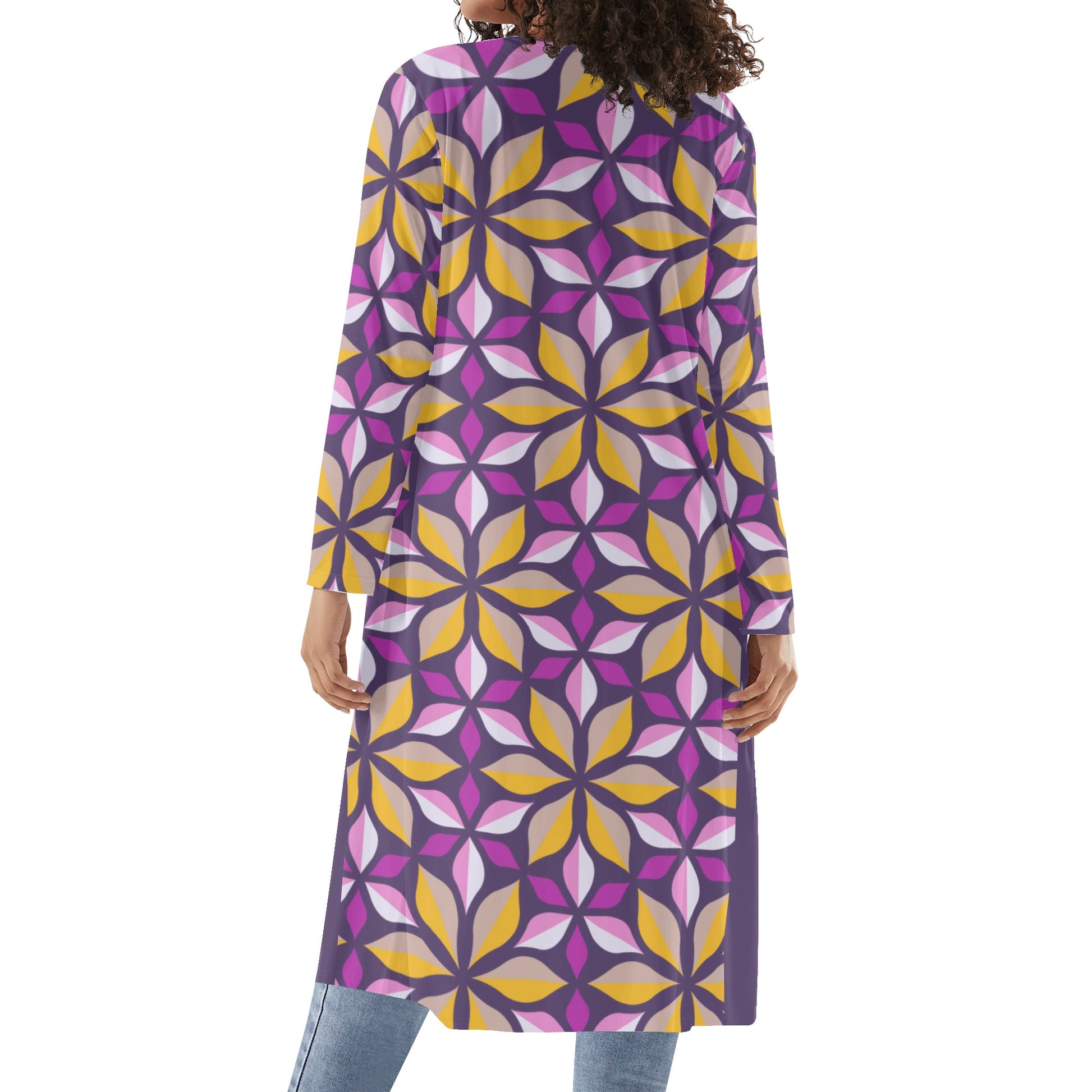 Gentle Violet Women's long-sleeve Floral Kimono Cloak - Misfit Marketing Designs