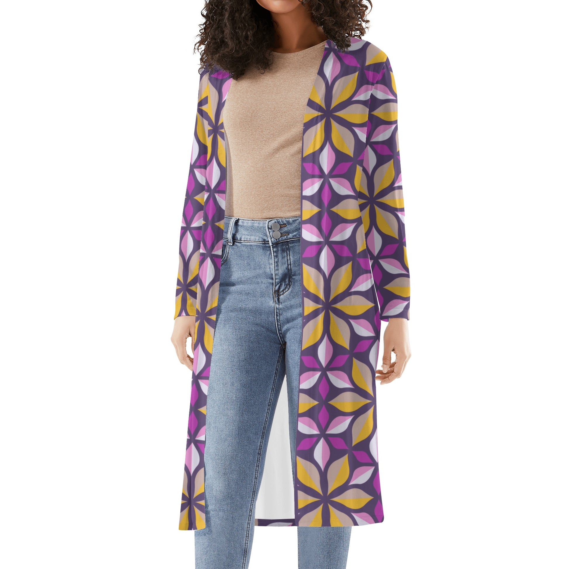 Gentle Violet Women's long-sleeve Floral Kimono Cloak - Misfit Marketing Designs