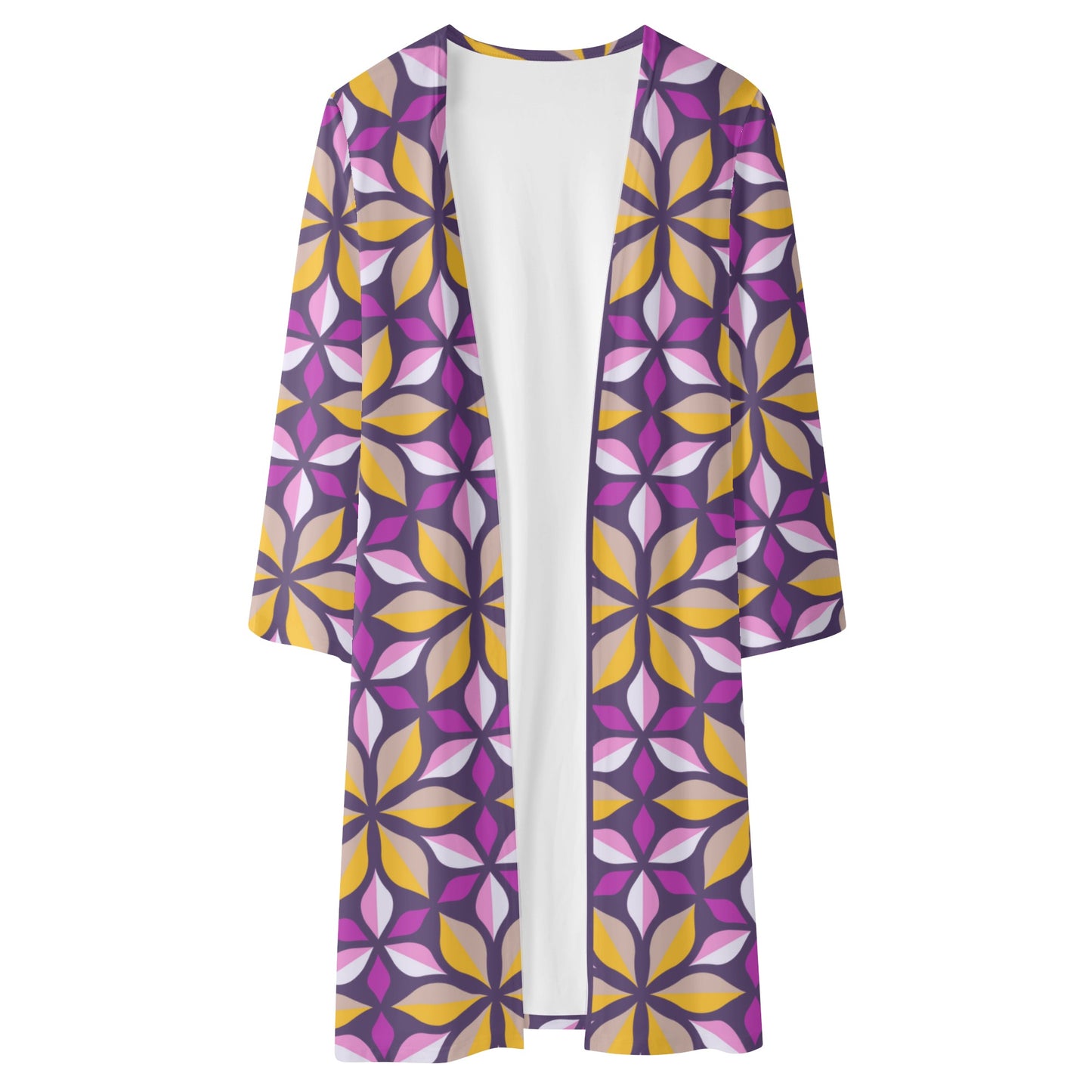 Gentle Violet Women's long-sleeve Floral Kimono Cloak - Misfit Marketing Designs