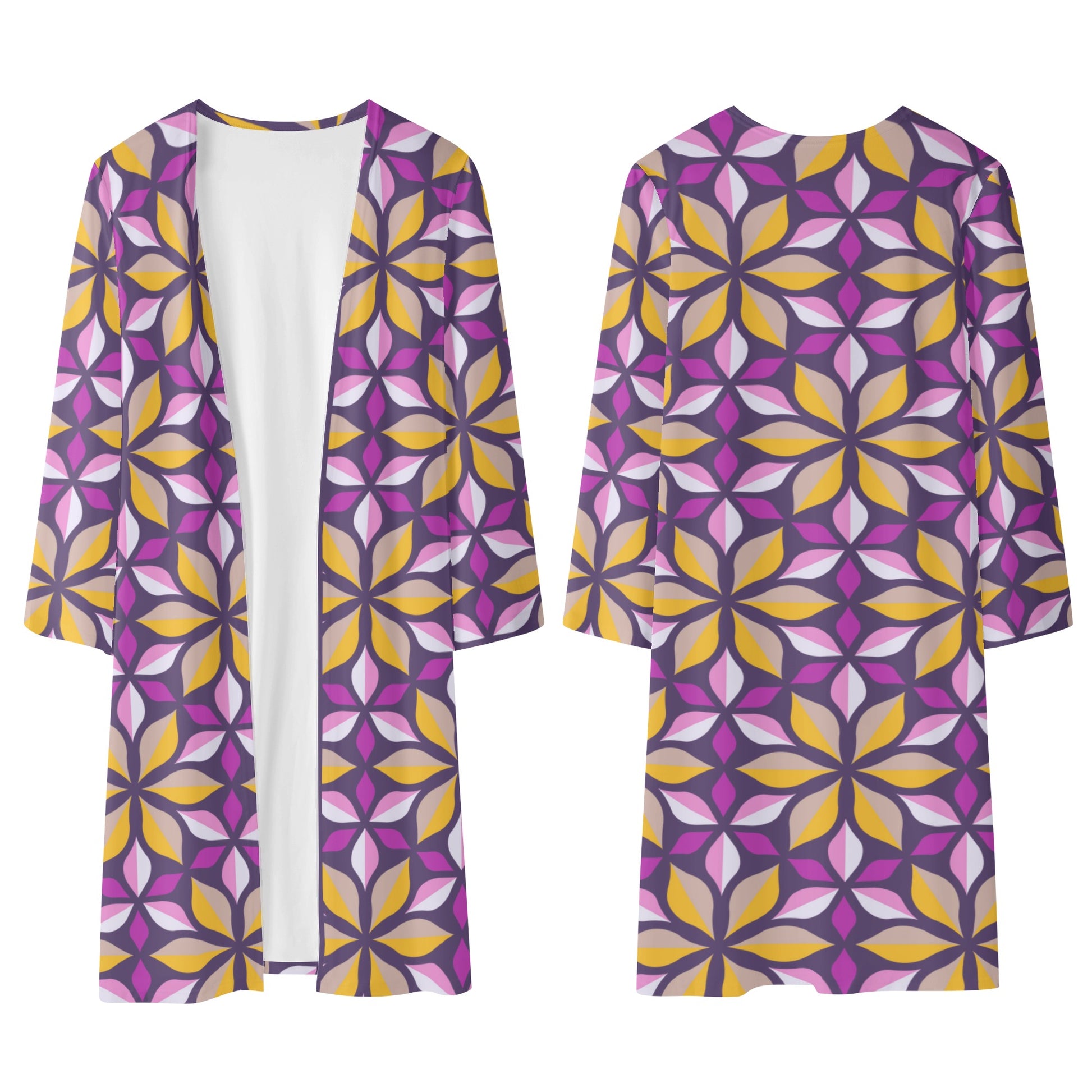 Gentle Violet Women's long-sleeve Floral Kimono Cloak - Misfit Marketing Designs