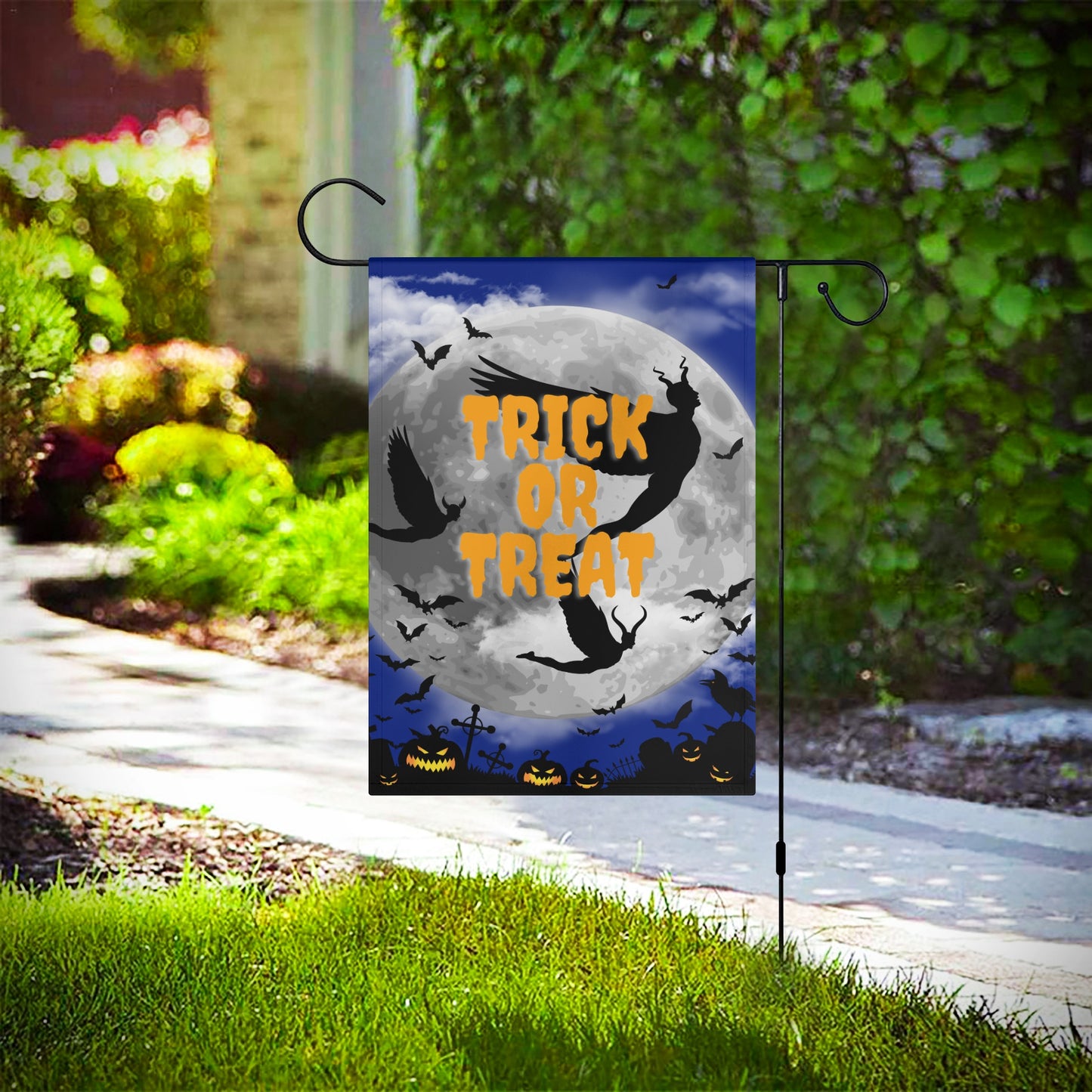 Flying Demons Trick or Treat Garden Flag - Misfit Marketing Designs