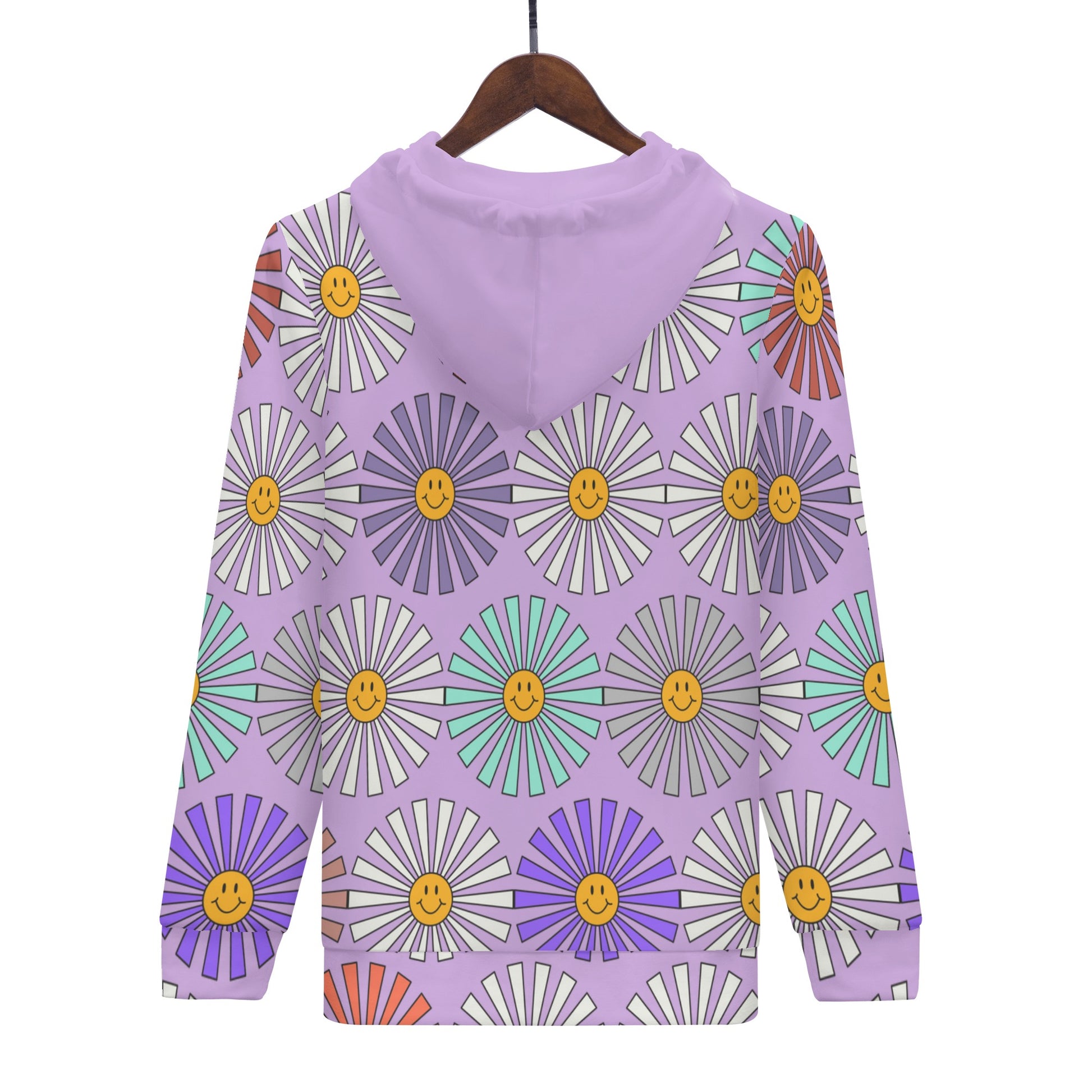 Smiley Sun Wisteria Zip Hoodie - Misfit Marketing Designs