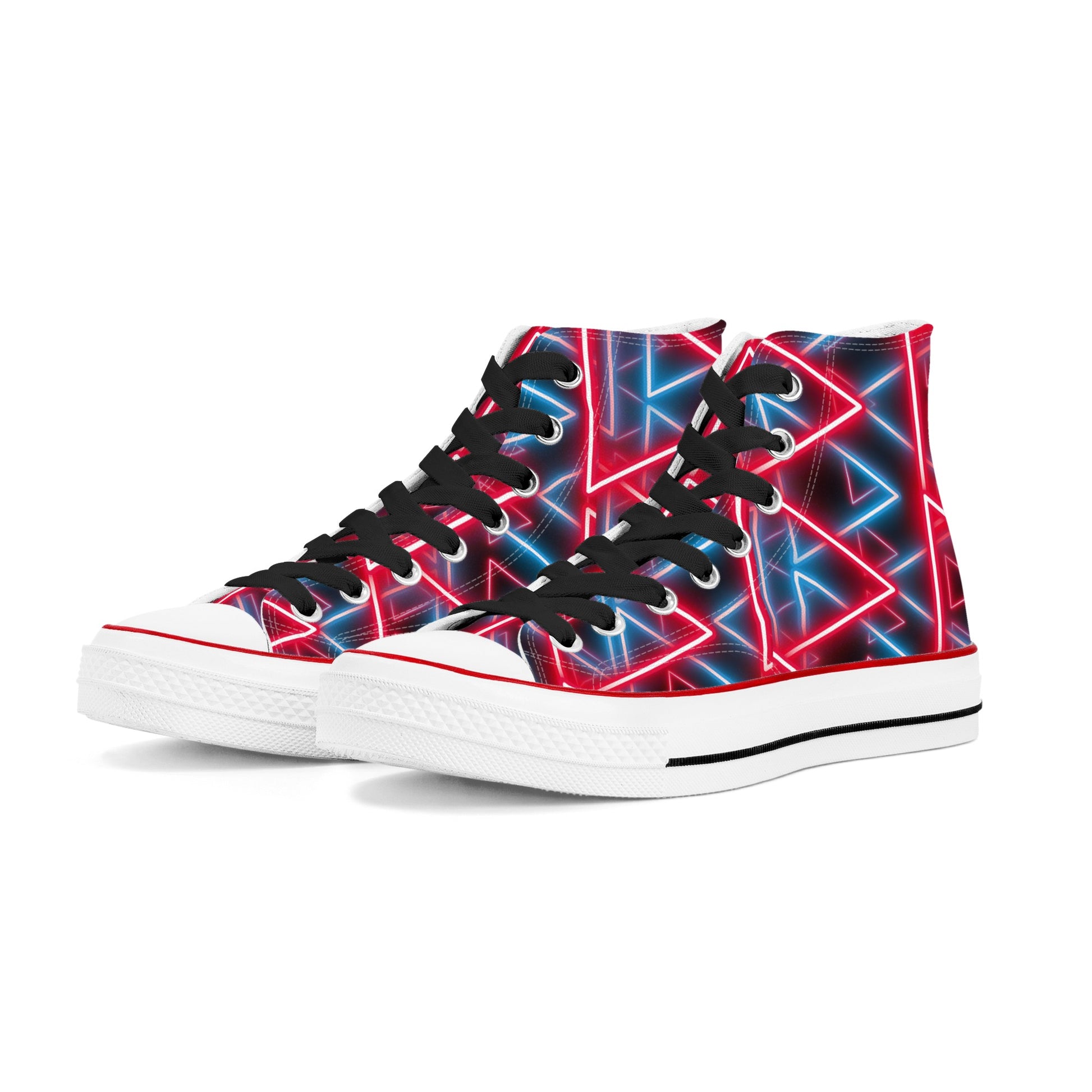 Mens Neon Triangles Classic High Top Canvas Shoes - Misfit Marketing Designs