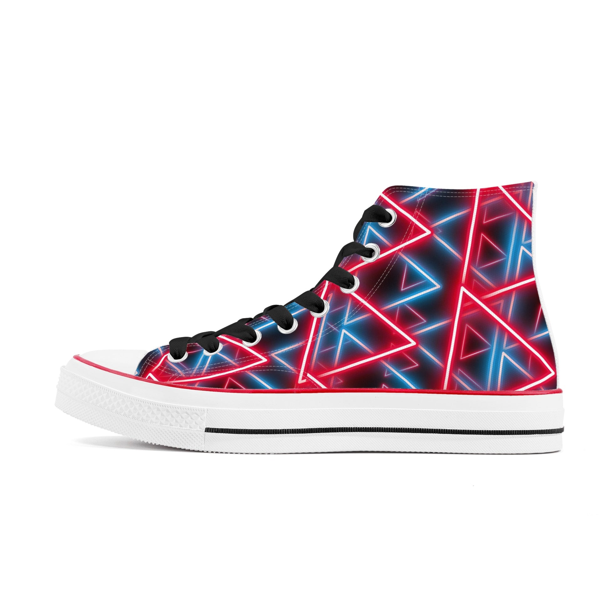 Mens Neon Triangles Classic High Top Canvas Shoes - Misfit Marketing Designs