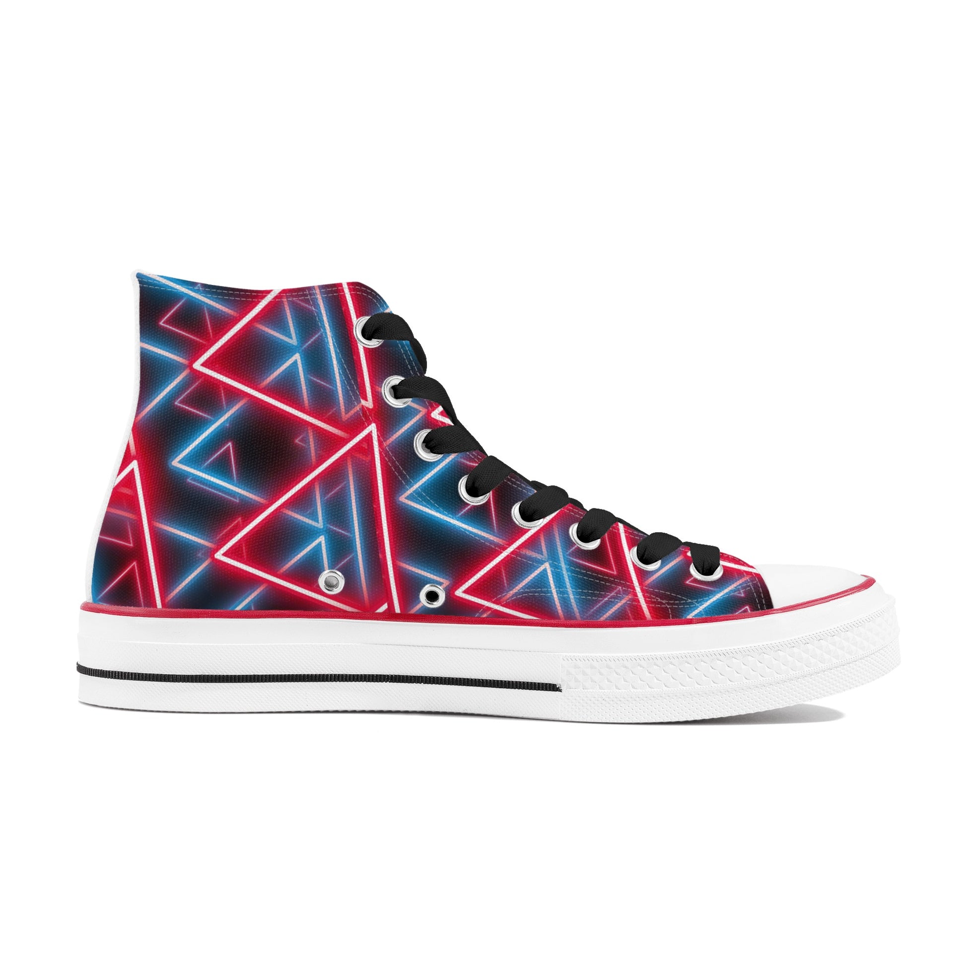 Mens Neon Triangles Classic High Top Canvas Shoes - Misfit Marketing Designs