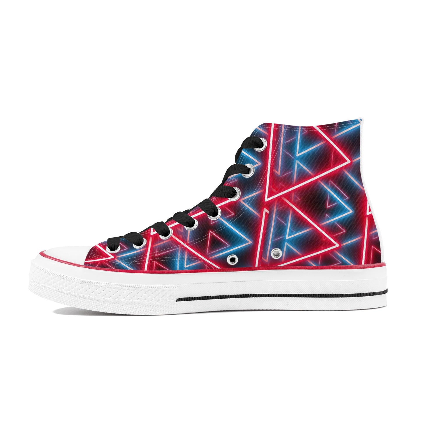 Mens Neon Triangles Classic High Top Canvas Shoes - Misfit Marketing Designs