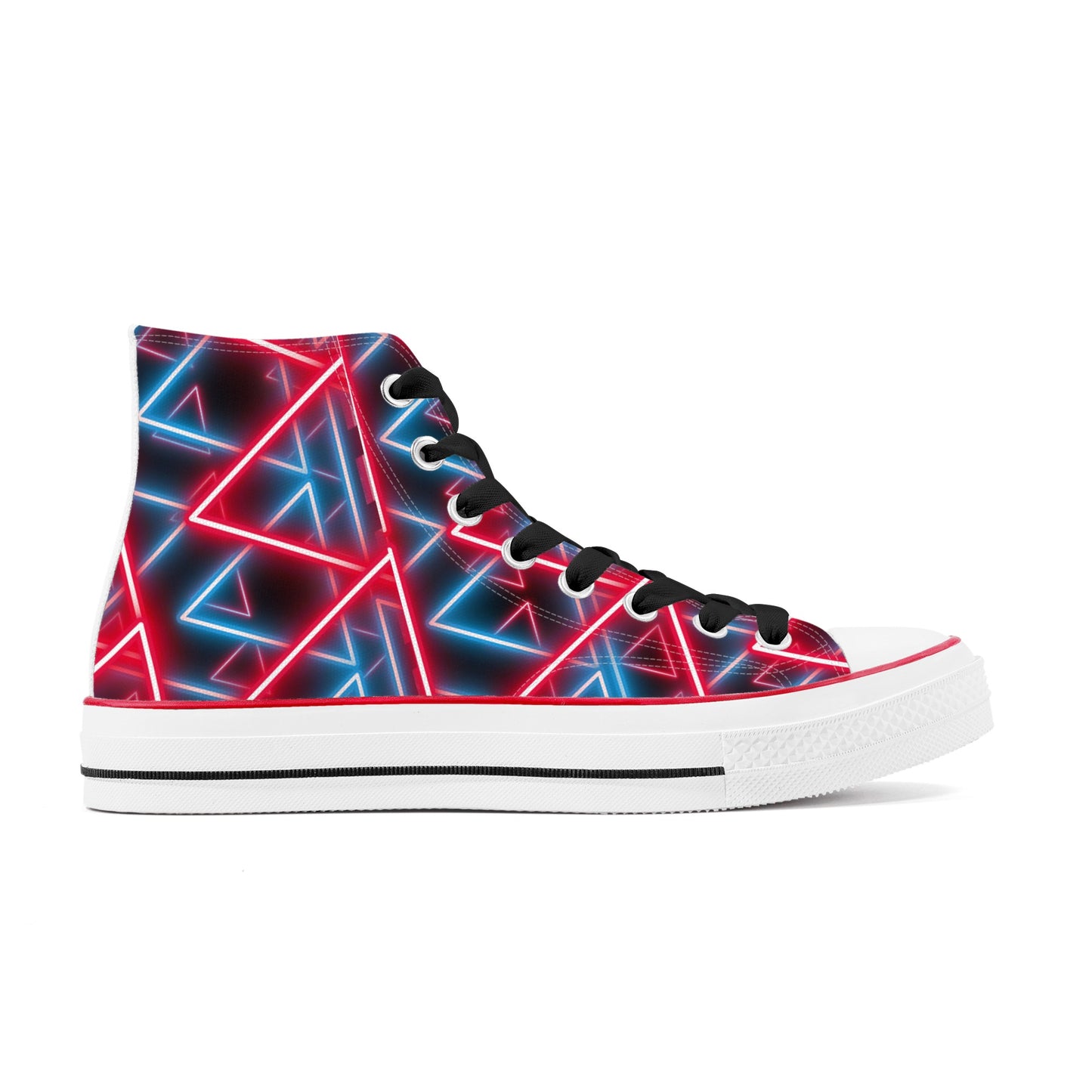 Mens Neon Triangles Classic High Top Canvas Shoes - Misfit Marketing Designs