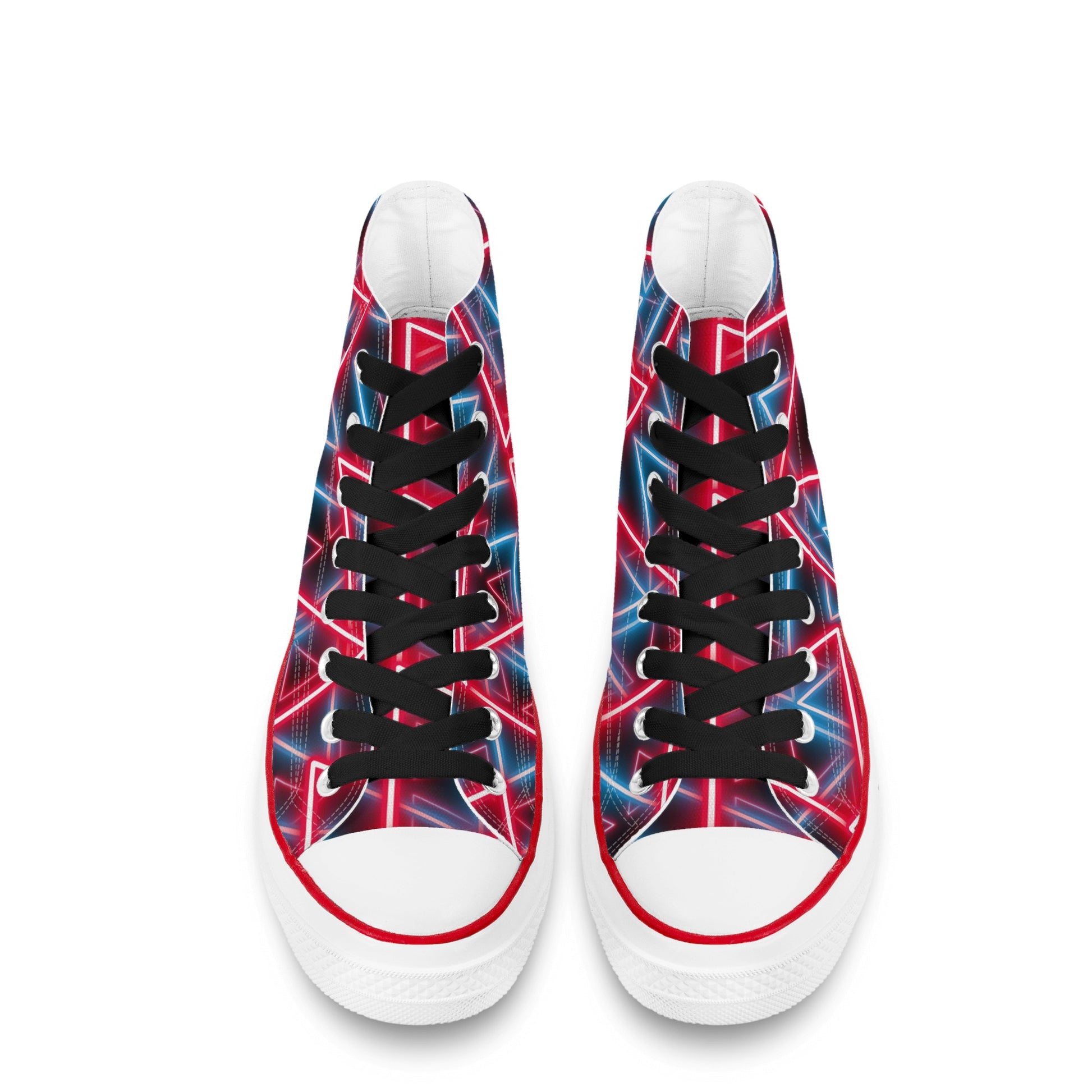 Mens Neon Triangles Classic High Top Canvas Shoes - Misfit Marketing Designs