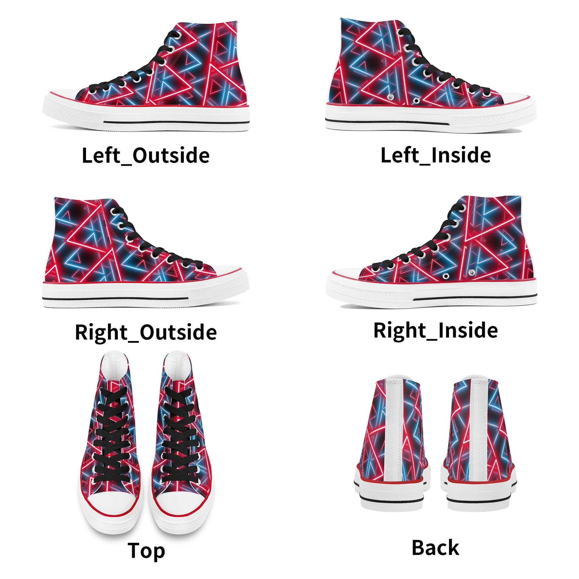 Mens Neon Triangles Classic High Top Canvas Shoes - Misfit Marketing Designs